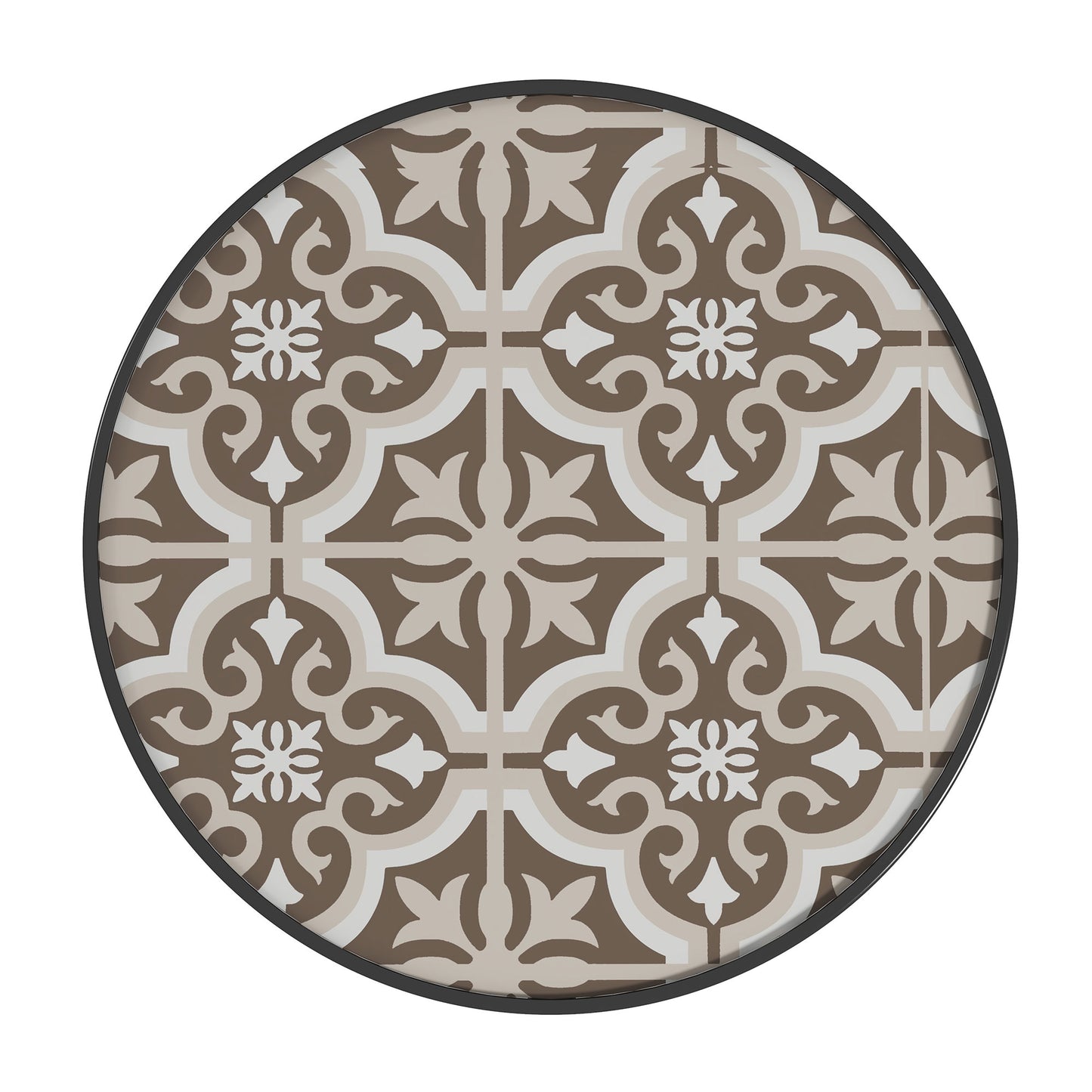 Outsunny 60 Garden Table, with Glass Printed Tabletop - Brown