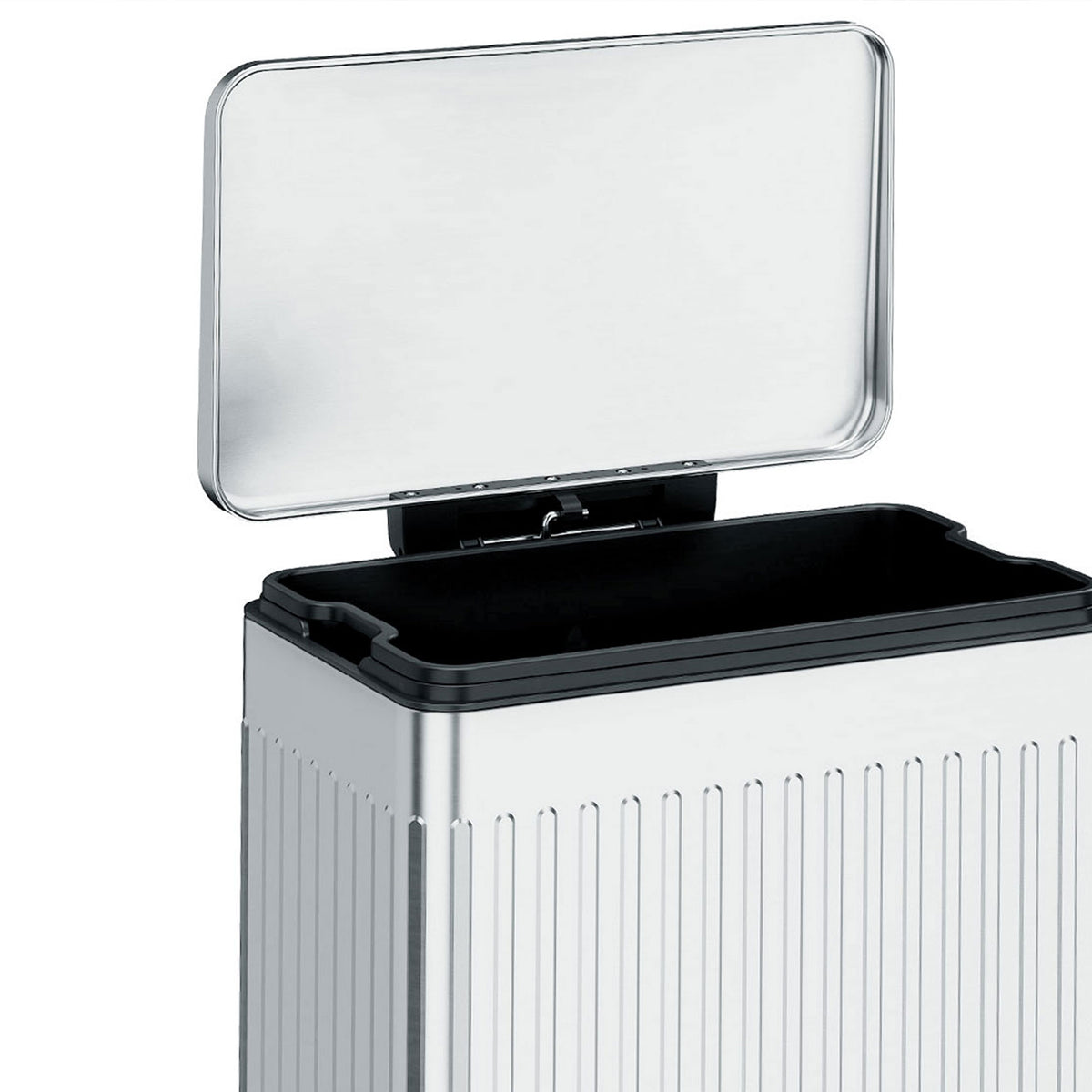 HOMCOM 50L Kitchen Bin, Pedal Bin with Soft-Close and Stay-Open Lid, Removable Inner Bucket, Silver Tone