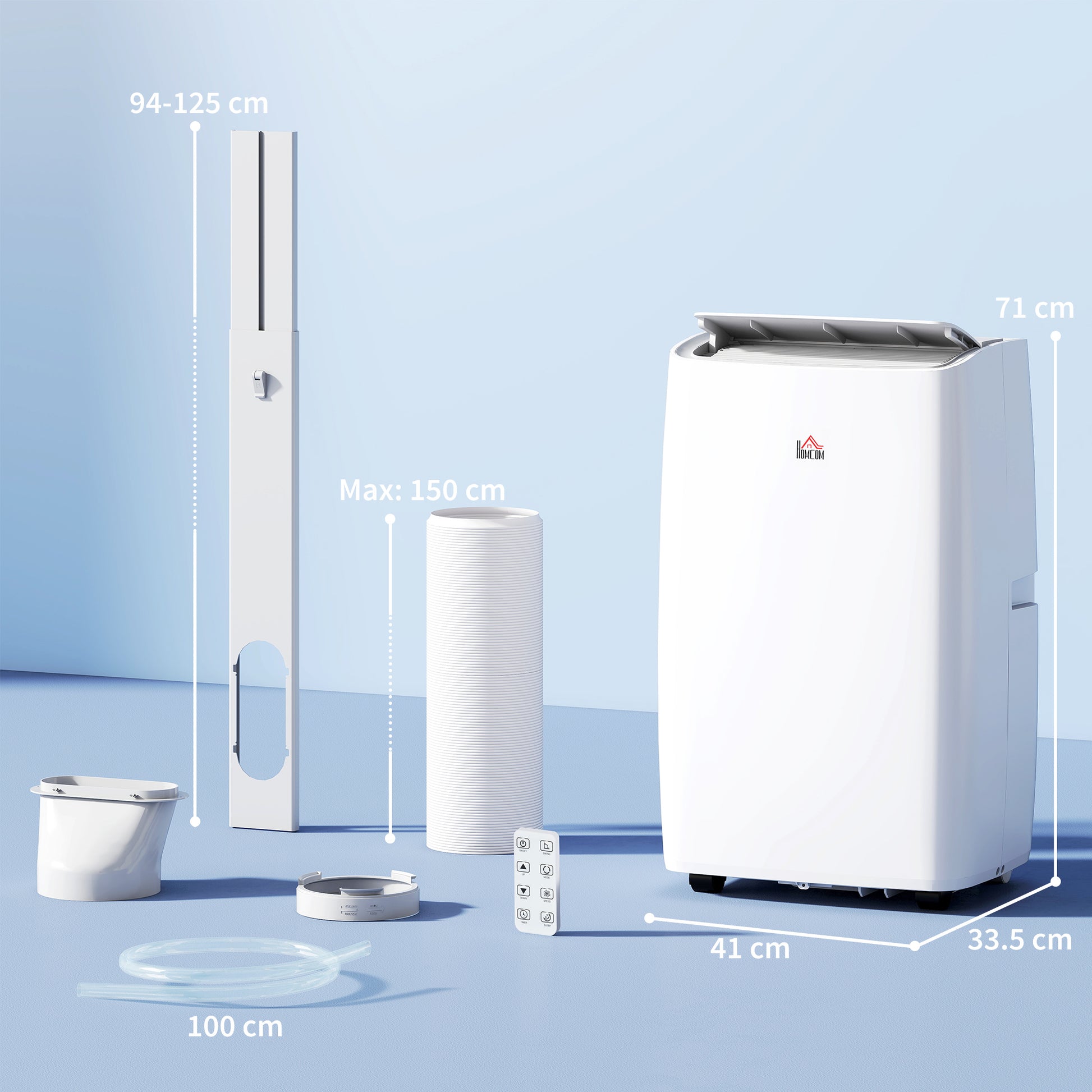 HOMCOM Portable Air Conditioner 12000 BTU, 4-in-1 Air Conditioning Unit, Dehumidifier, Cooling, Fan, Sleep Mode with 3 Speeds, Remote Control, LED Display, 24H Timer, Window Kit, Children Lock, 35mÂ²