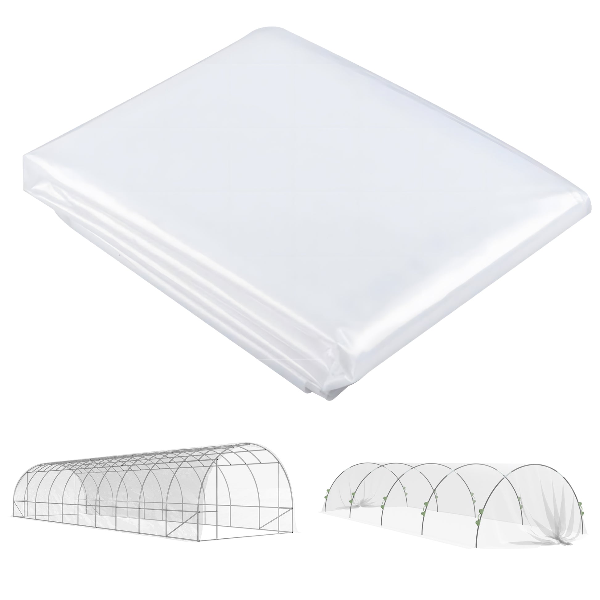 Outsunny 6 X 10m Heavy Duty (150um/6mil) Polyethylene Greenhouse Cover Replacement, UV Resistant Waterproof Plastic Polytunnel Cover, Clear