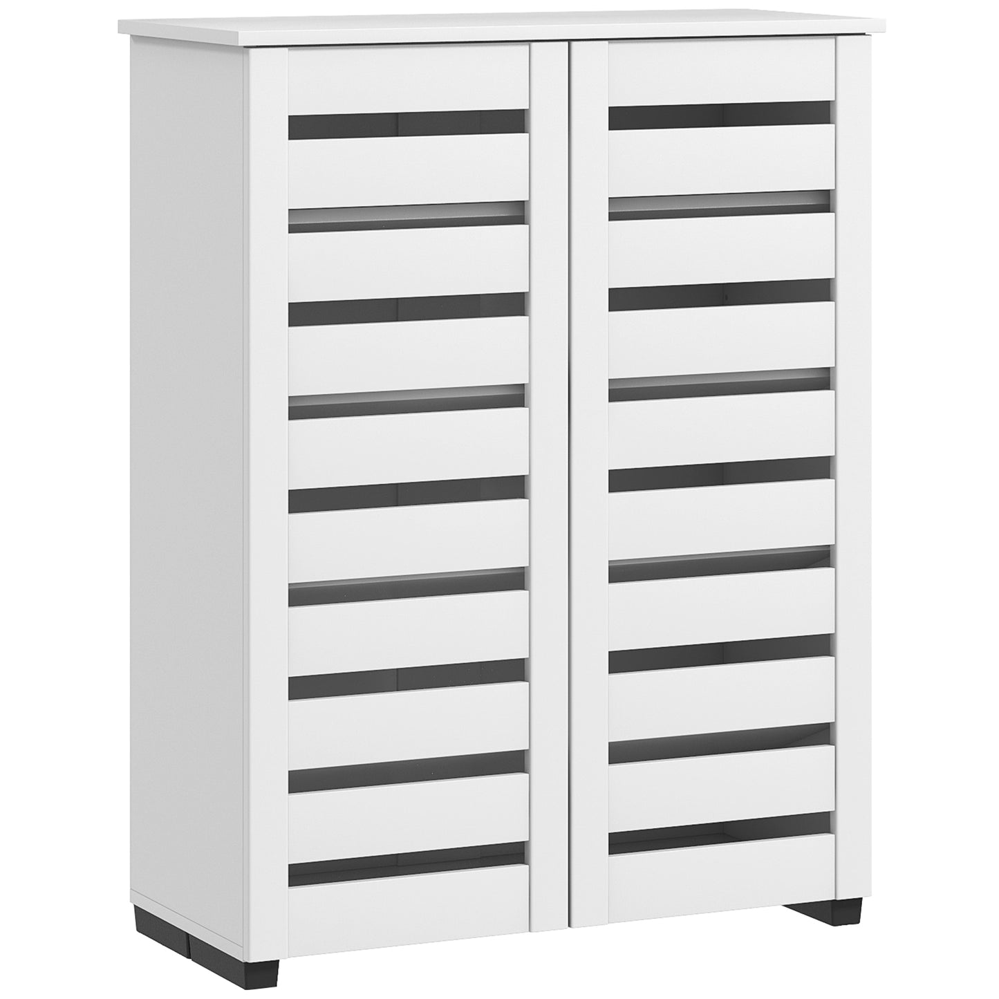 HOMCOM Narrow Shoe Cabinet for Entryway, 5-Tier Slim Shoe Storage Cabinet with 2 Slatted Doors and Adjustable Shelves Default Title