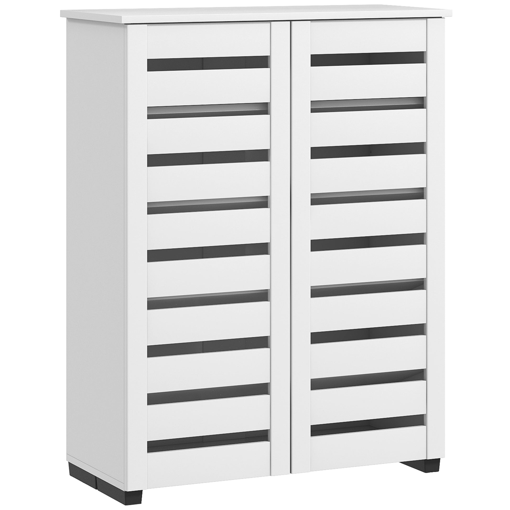 HOMCOM Narrow Shoe Cabinet for Entryway, 5-Tier Slim Shoe Storage Cabinet with 2 Slatted Doors and Adjustable Shelves Default Title