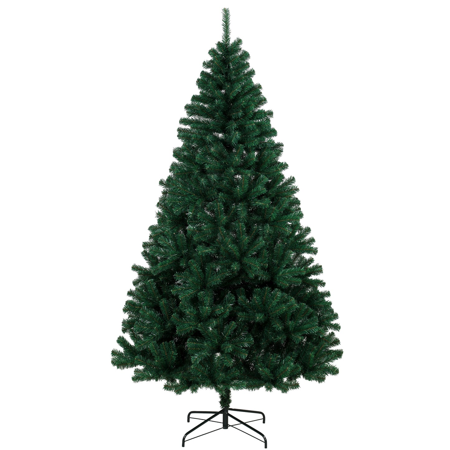 HOMCOM 7ft Artificial Christmas Tree, Fir Hinged Xmas Tree with 1100 Branch Tips, Foldable Steel Stand, Green
