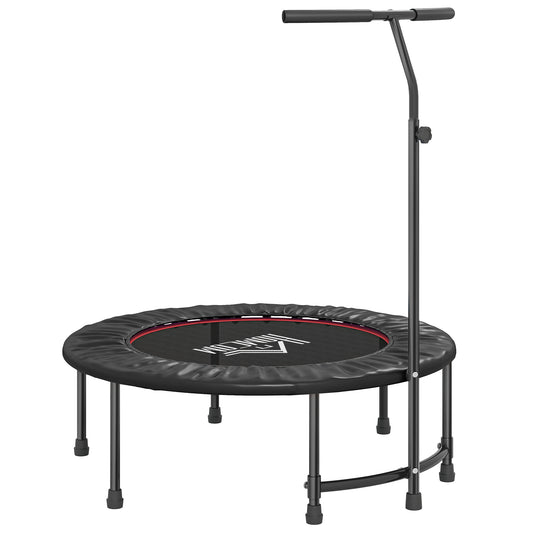 HOMCOM 40" Fitness Trampoline with Adjustable Handle, Rebounder Trampoline, Mini Jumper for Indoor Exercise Workout, Black