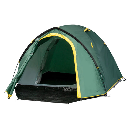 Outsunny Dome Tent for 2 Person Camping Tent with Large Windows, Waterproof Green and Yellow - LiamsBargains.co.uk