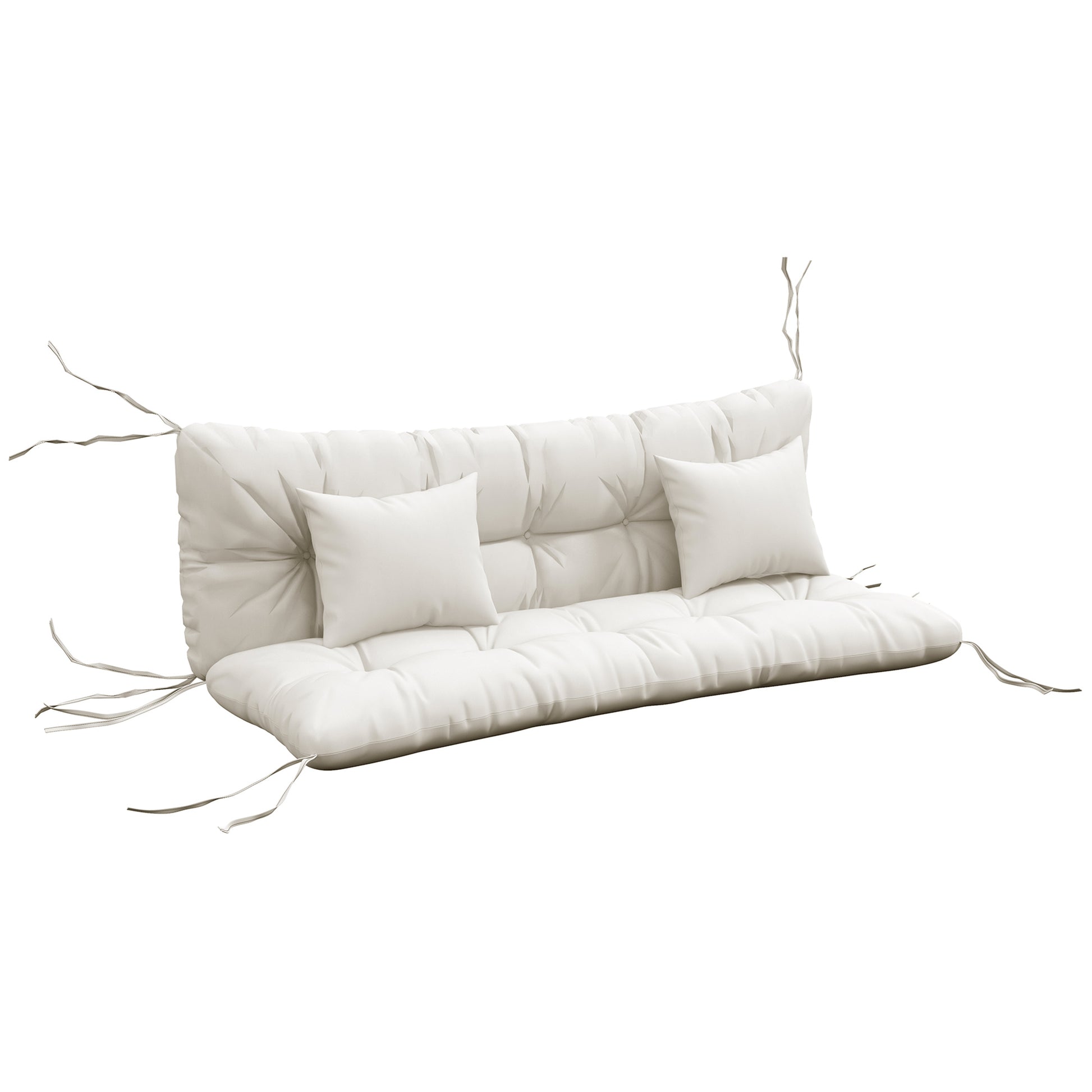 Outsunny Back and Seat Cushion Replacement with 2 Pillows, Patio Chair Cushions Set with Ties, White Default Title