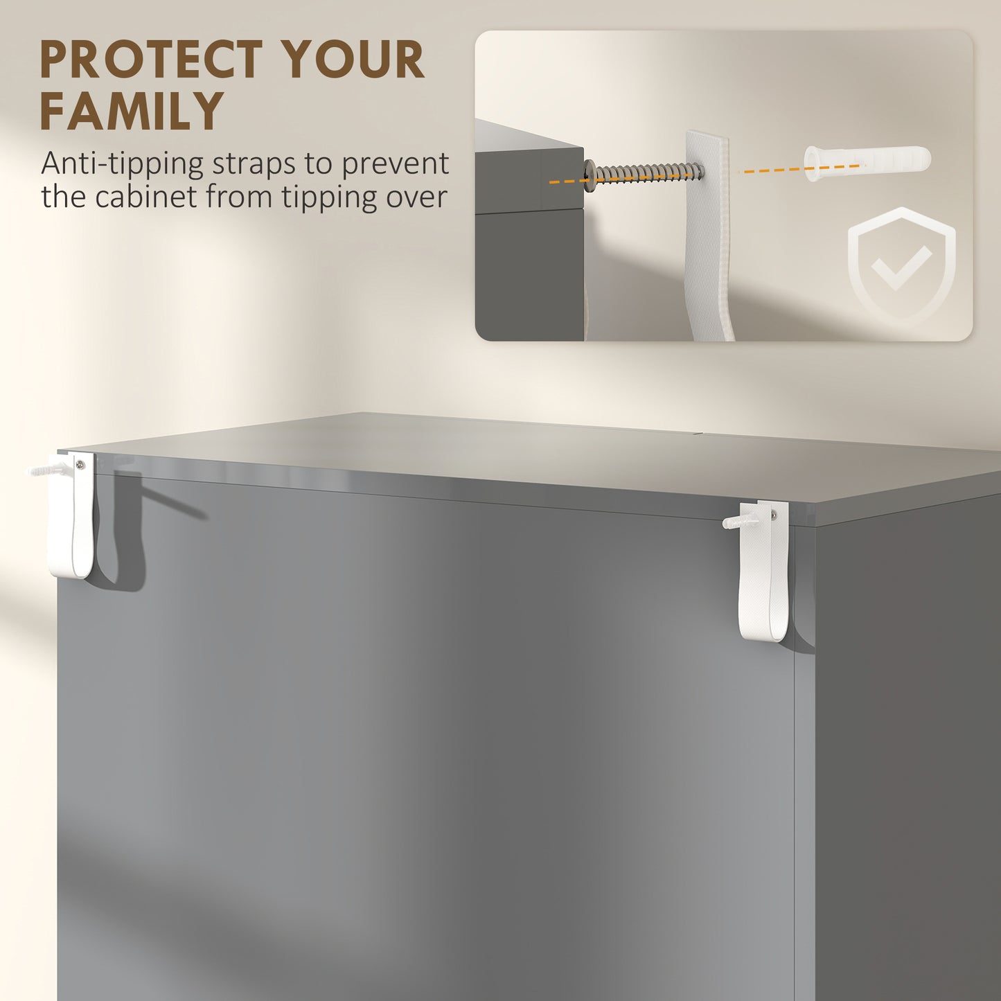 HOMCOM Storage Cabinet, Kitchen Cupboard with 3 Adjustable Shelves, 60L x 35W x 170H cm, High Gloss Grey