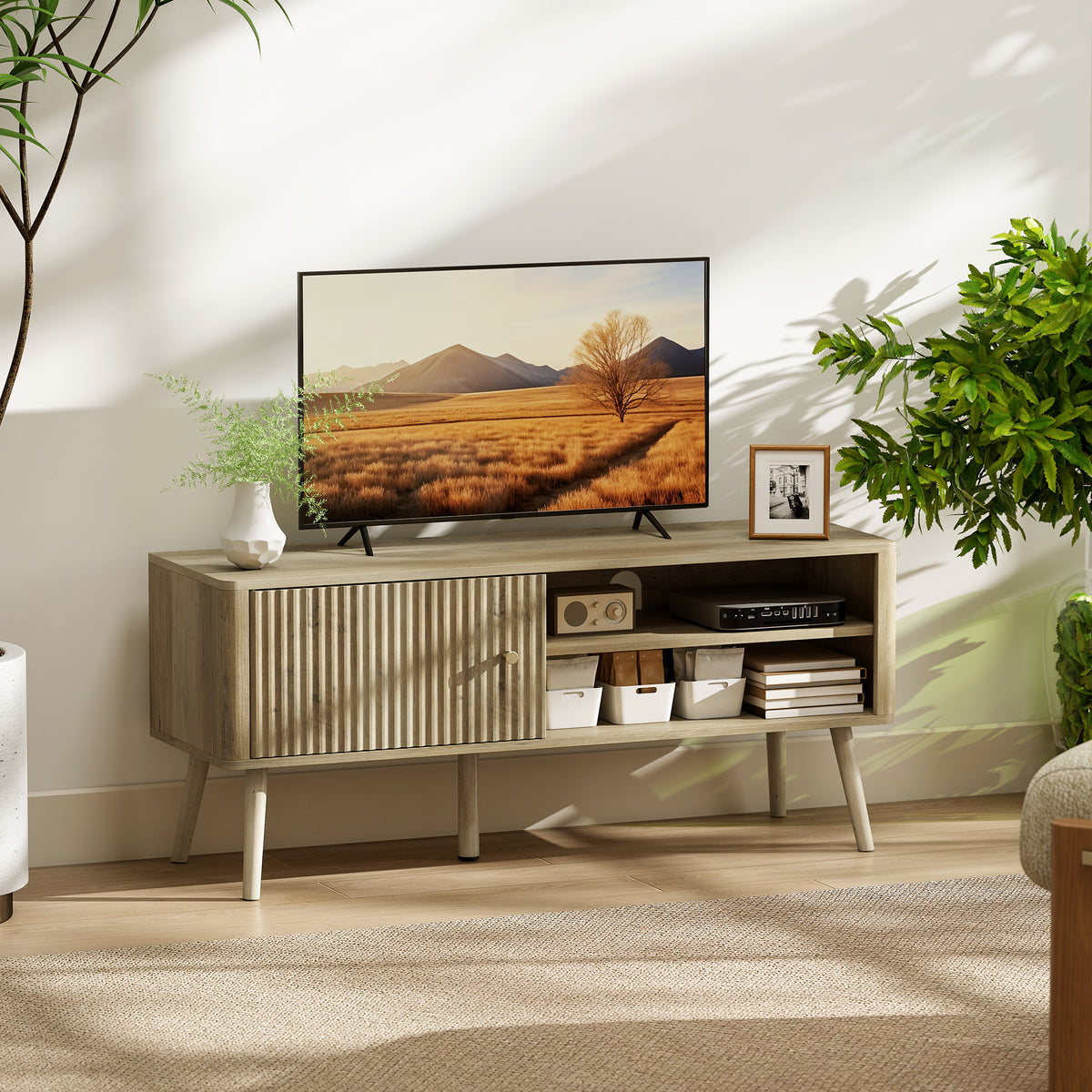 HOMCOM TV Stand Cabinet for TVs up to 55" - Oak