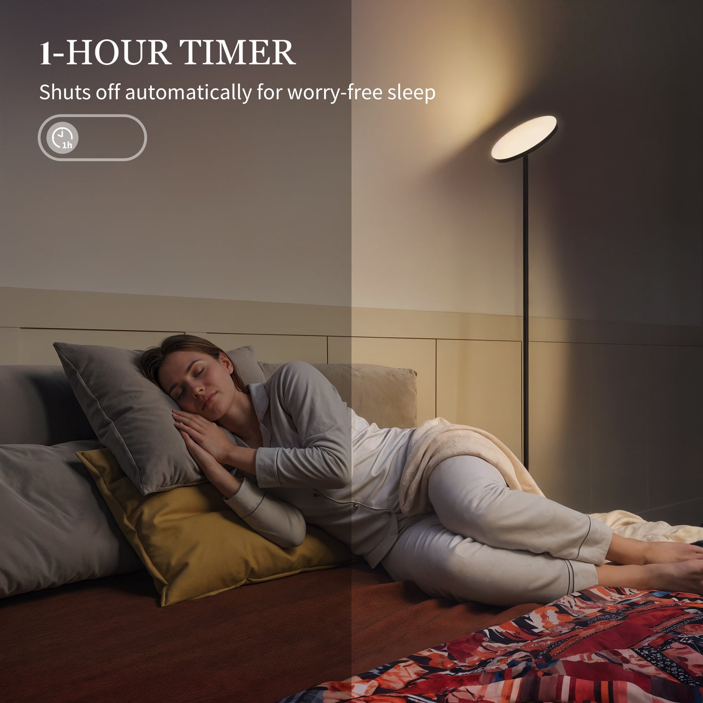 HOMCOM RGB Uplighter Floor Lamp, Tall Dimmable Standing Lamp with Remote & Touch Control, 350Â° Rotatable Head for Living Room Bedroom, 2700K-6000K Colour Temperatures, Black