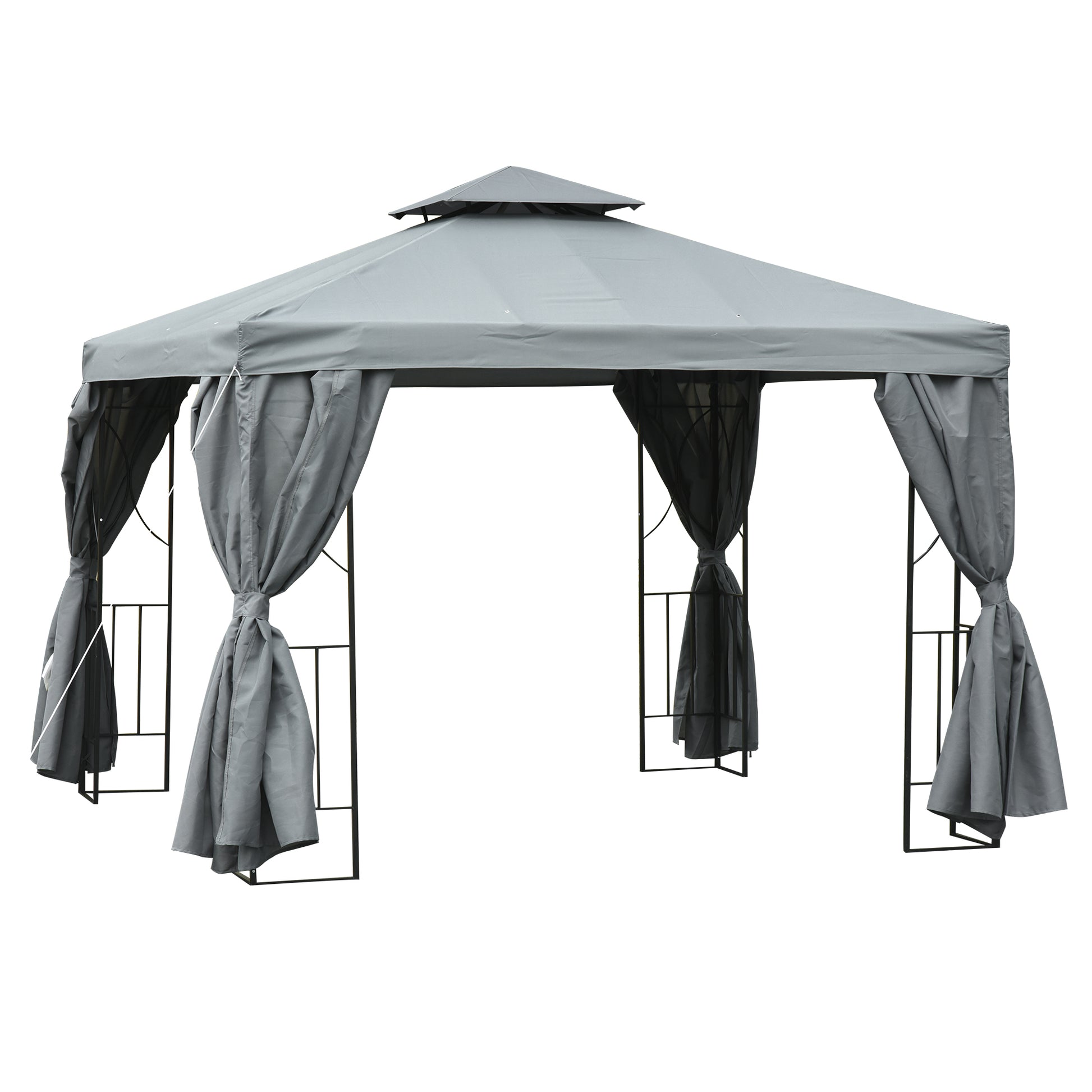 Outsunny 3 x 3 m Garden Gazebo DoubleÂ Roof Marquee Patio Wedding Party Tent Canopy Shelter with Sidewalls, (Dark Grey)
