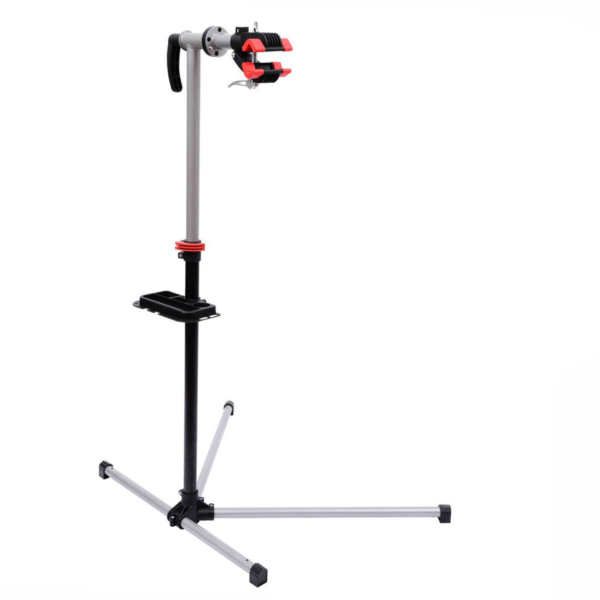 HOMCOM Bike Repair Stand Workstation, Bicycle Maintenance Workstand, Height Adjustable, with Tool Tray & 360Â° Rotating Adjustable Clamp for Home Mechanic Workshop