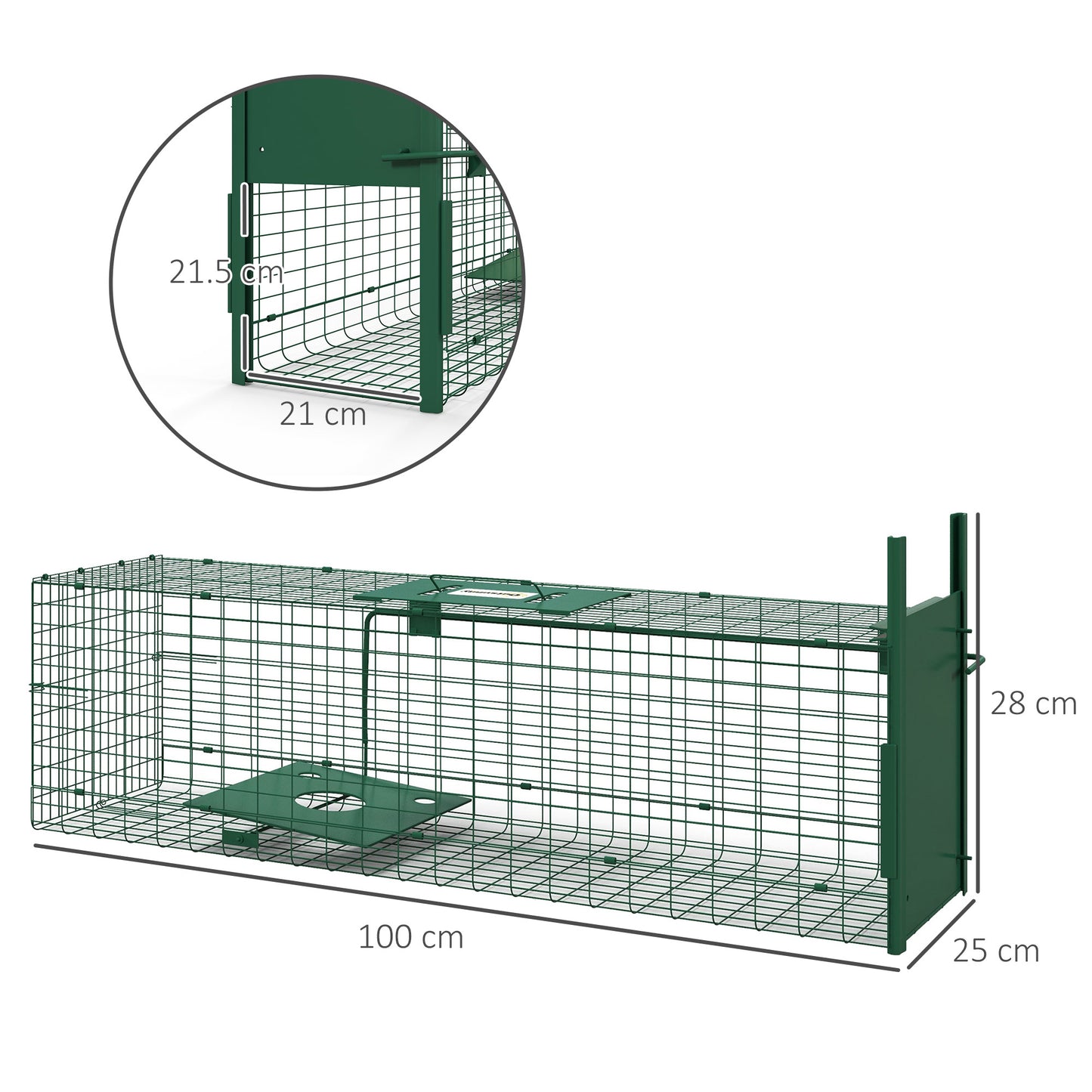 Outsunny Metal Rat Trap with Single Door, for Small Animals, Dark Green