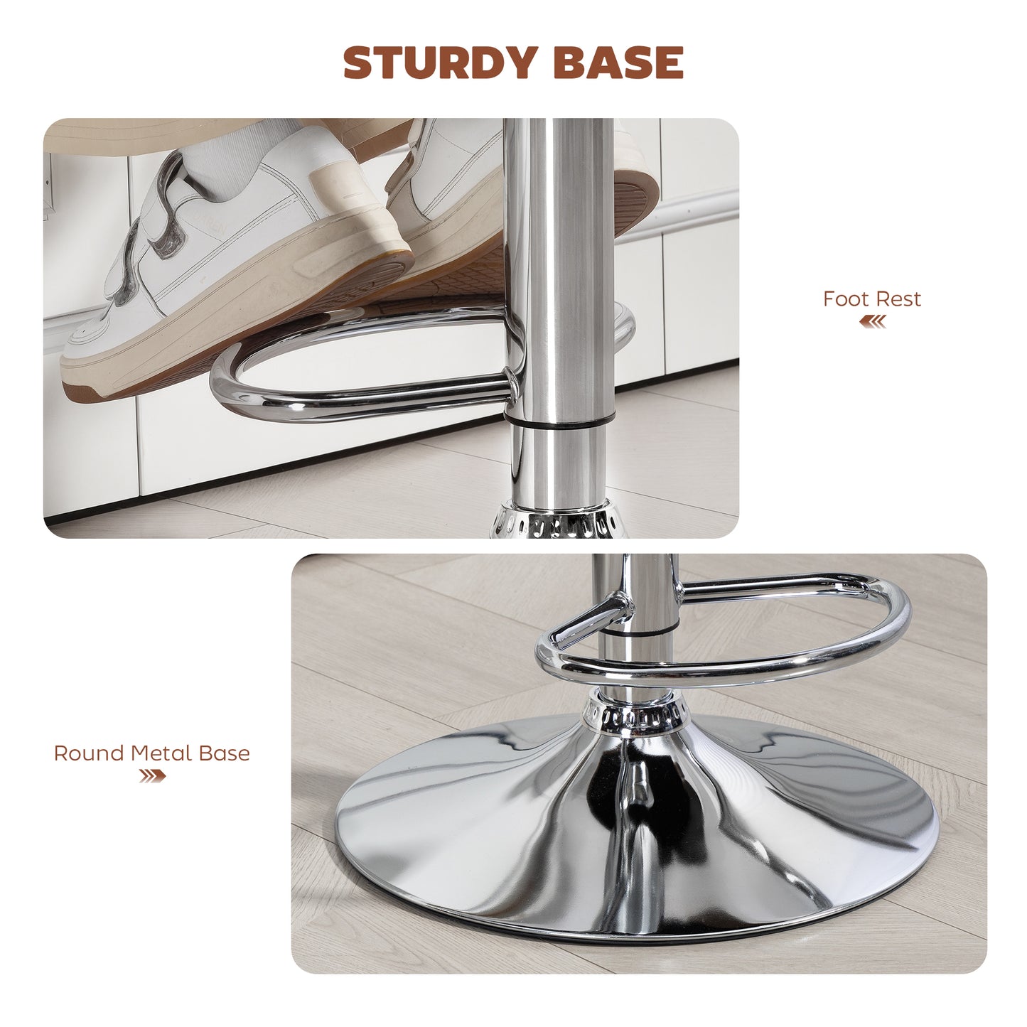 HOMCOM PU Leather Upholstered Swivel Bar Stool, Height Adjustable with Back, Armrest, Footrest, Brown