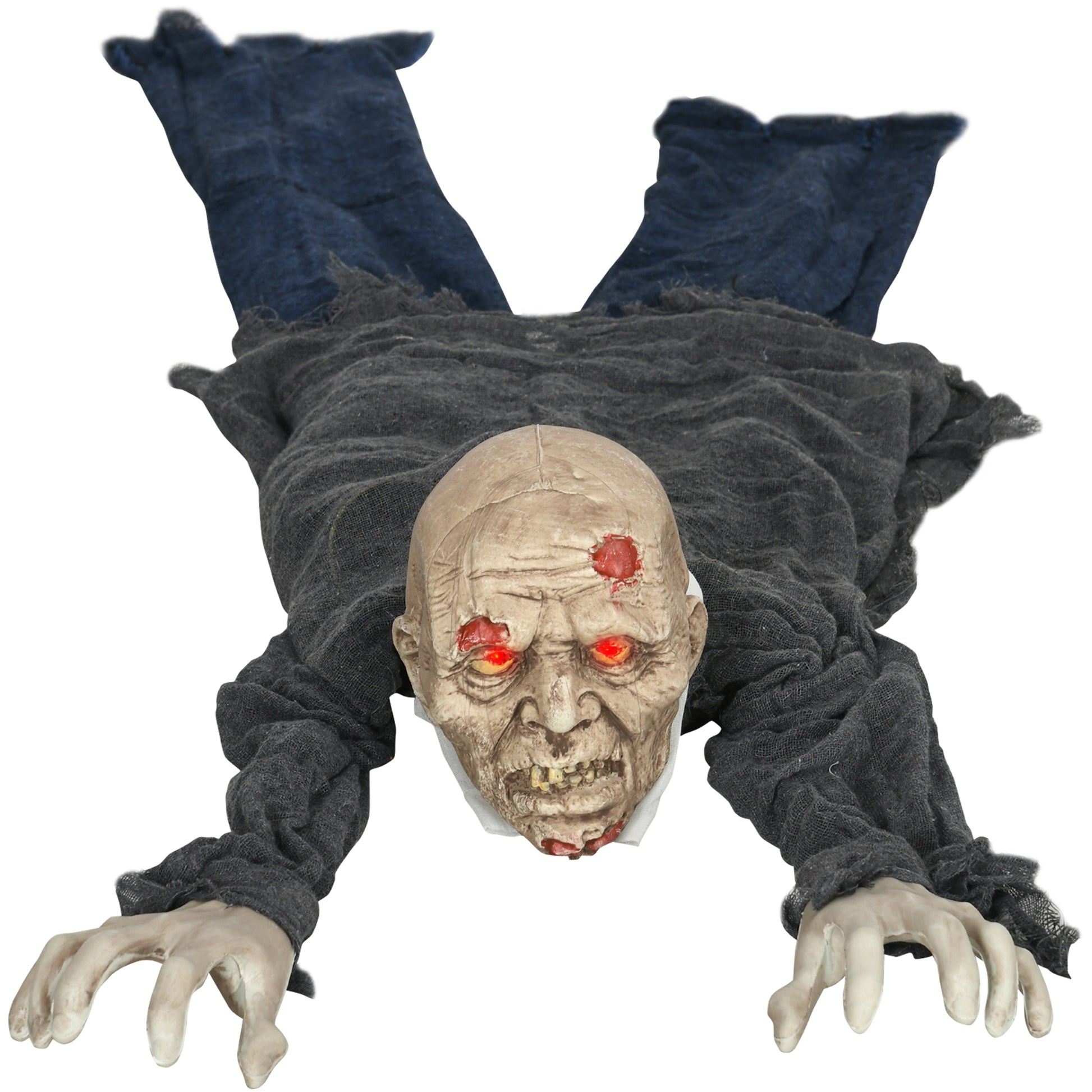 HOMCOM 5.2ft Life Size Outdoor Halloween Decoration Crawling Zombie, Animated Prop Decor with Sound and Motion Activated, Light Up Eyes, Howling Sound, Posable Arms Default Title