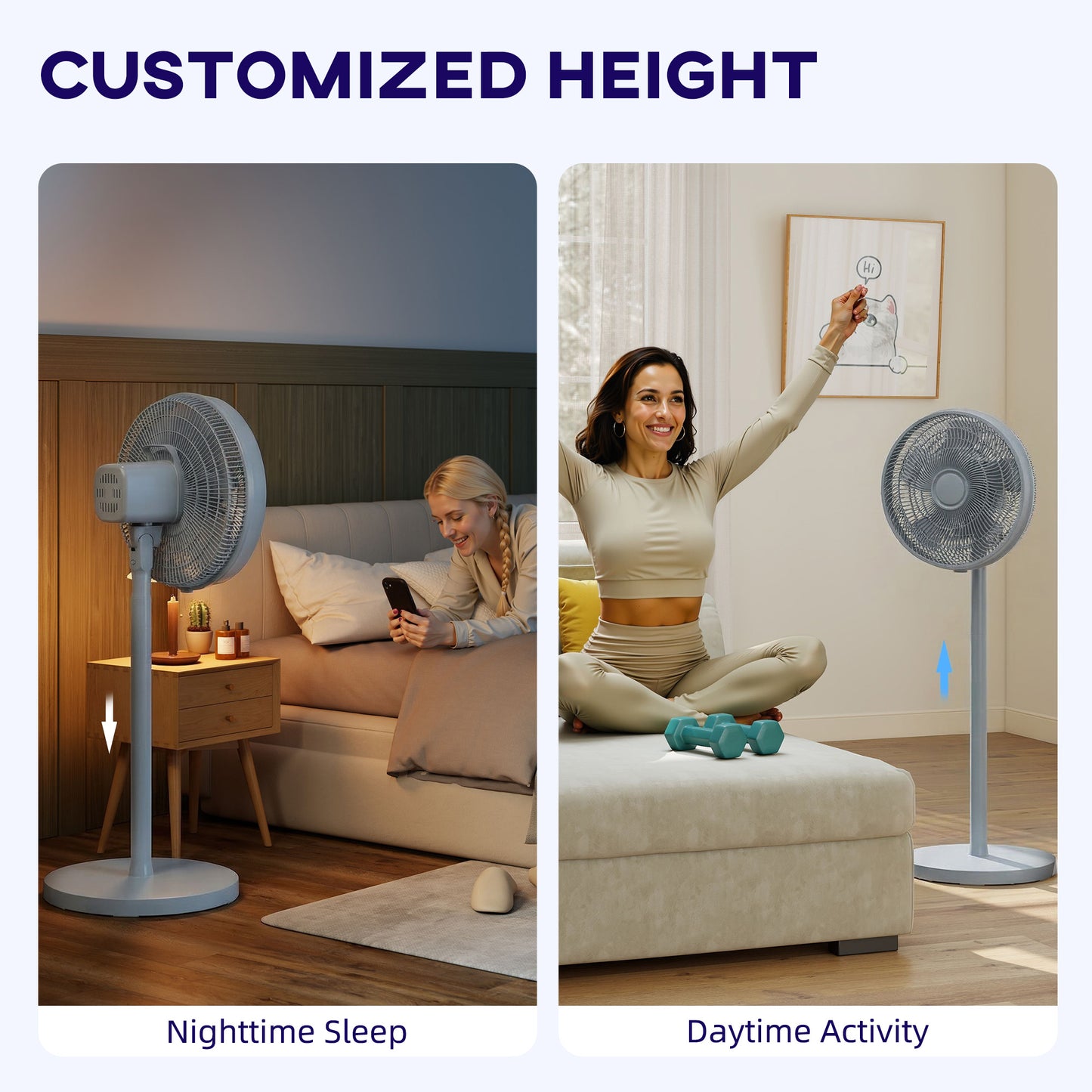 HOMCOM 40 cm Standing Fan, Cooling Floor Fan with 80Â° Oscillating, Adjustable Tilt and Height, 4 Speed, Remote Control, Grey