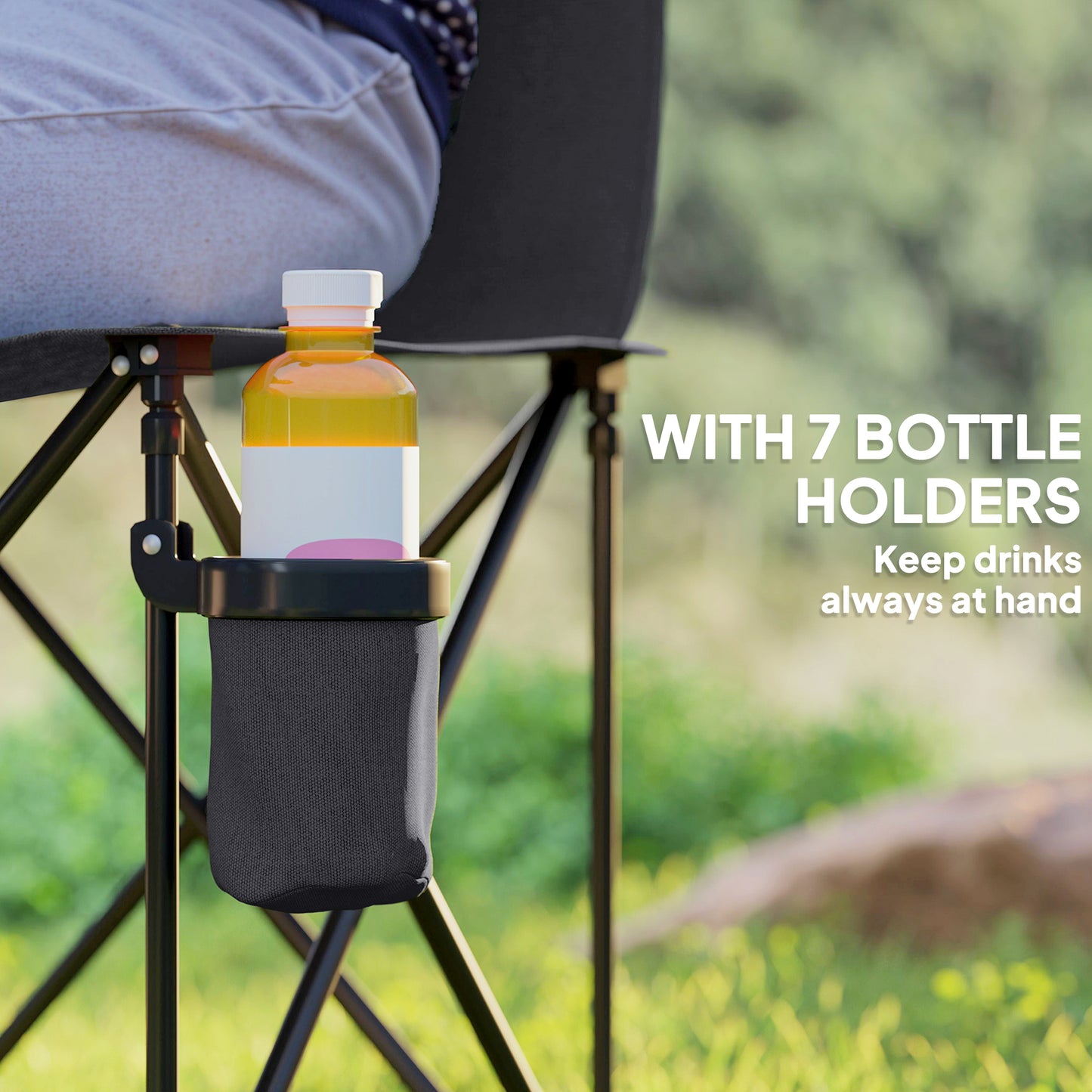 Outsunny 6 Seater Folding Camping Chair with Cup Holder & Carry Bag - Charcoal Grey