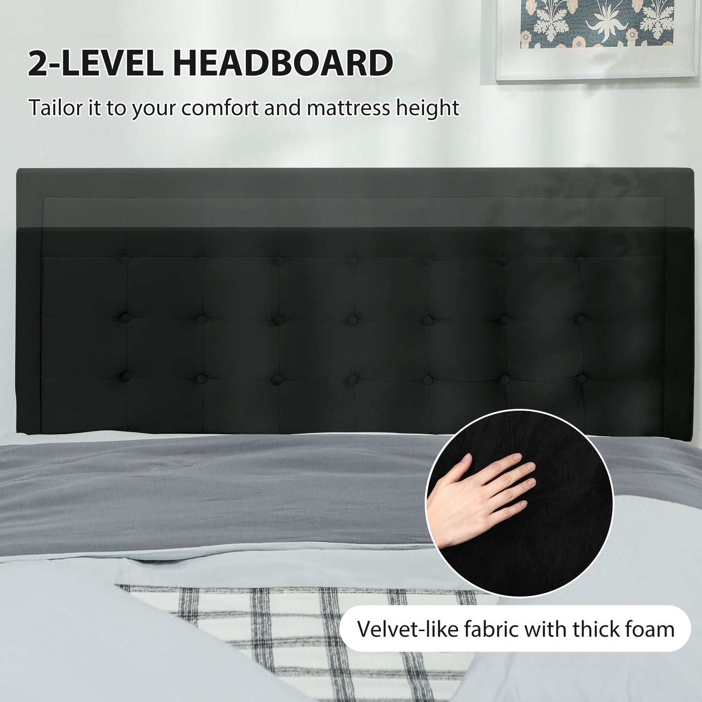 HOMCOM Double Ottoman Bed Frame, with Front Drawer - Black