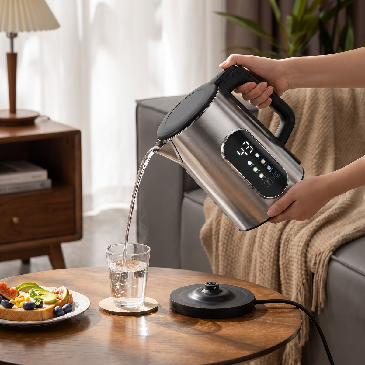HOMCOM 1.5L Electric Kettle, 3000W Fast Boil Water Kettle with LED Touch Control, Strix Thermostat, Keep Warm Function
