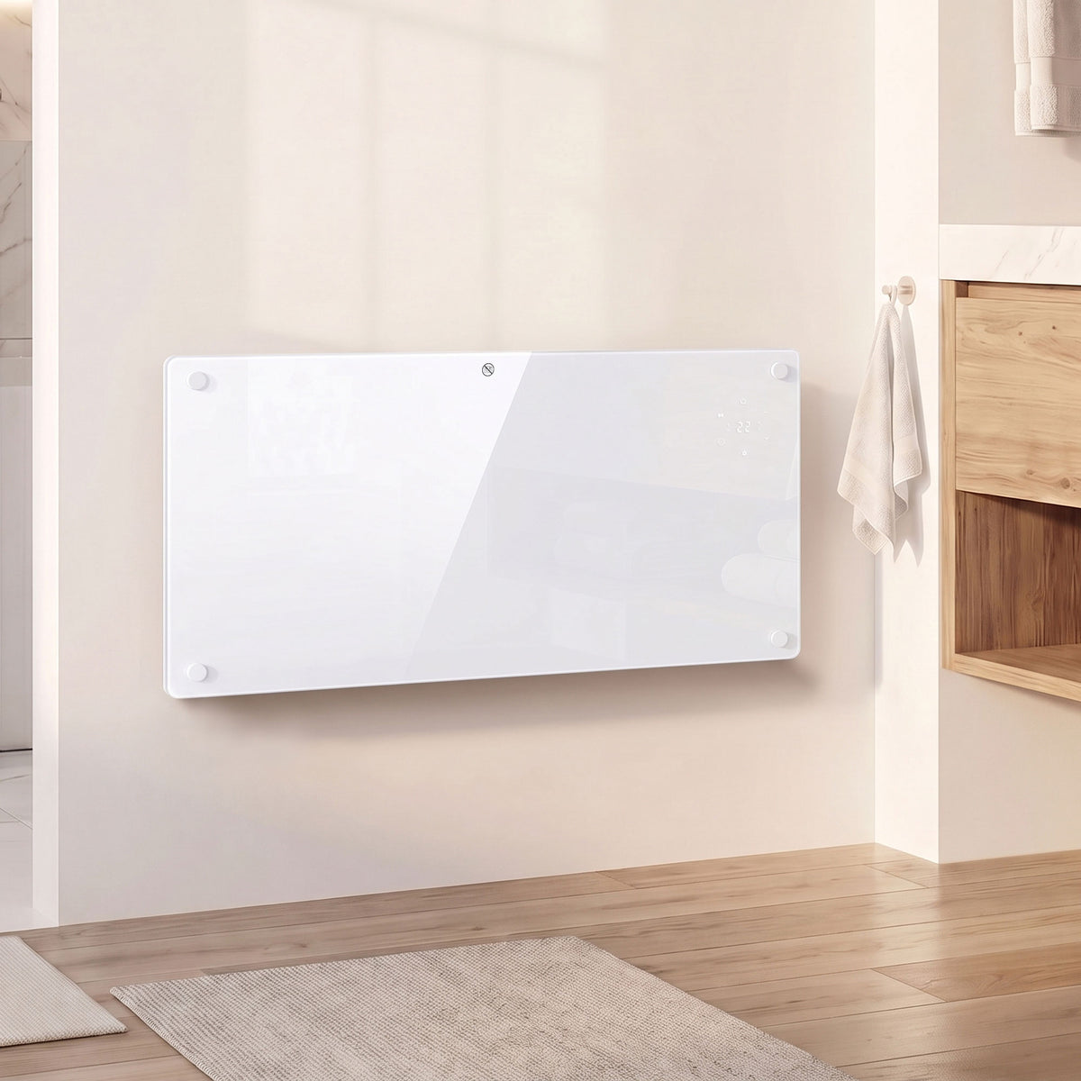 HOMCOM Smart Panel Heater Wall Mounted Freestanding, Electric Heater with Weekly Timer, Open Window & Anti-Frost, 2000W, White