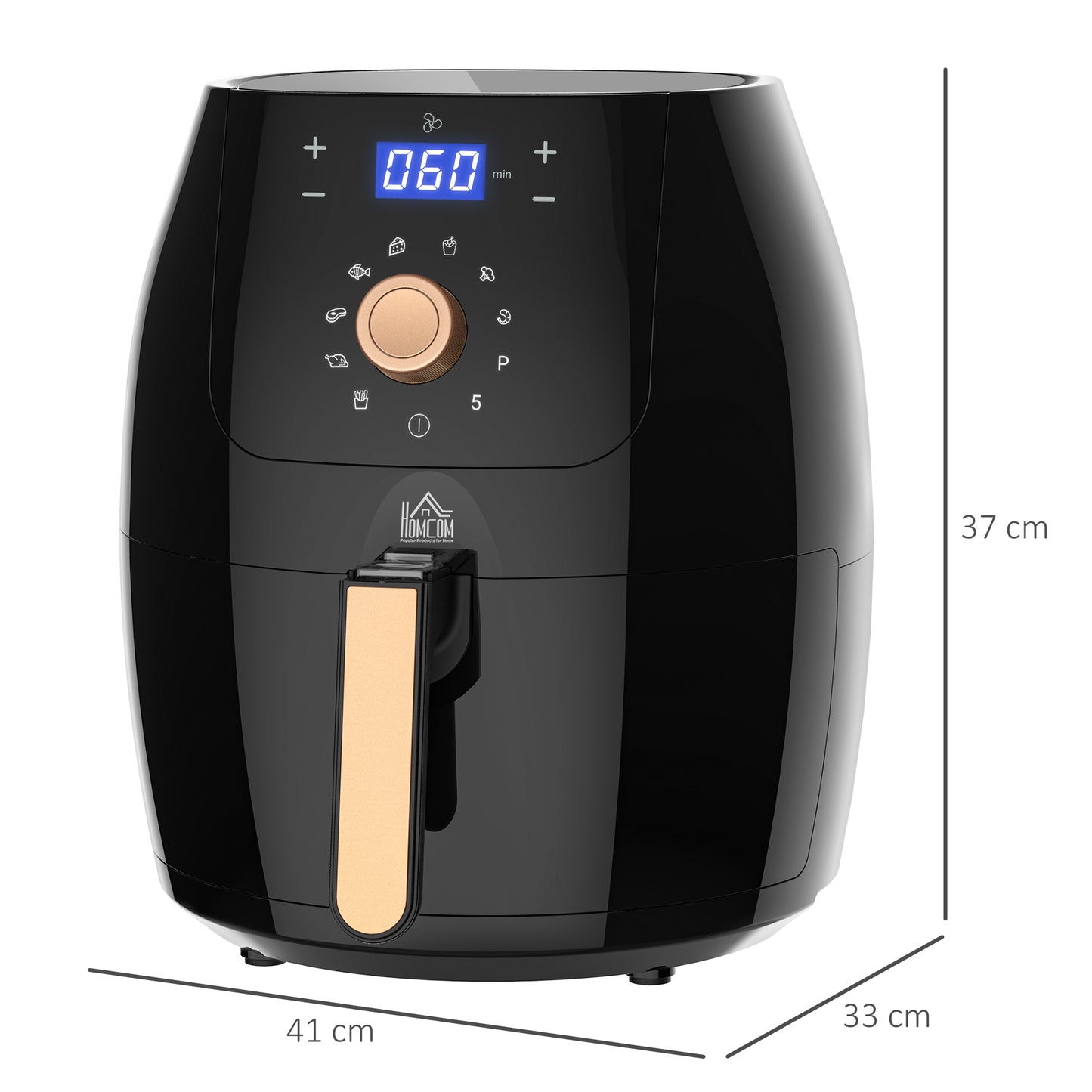 HOMCOM 5.5L 1700W Air Fryer, with Digital Display, 80-200â„ƒ Temperature