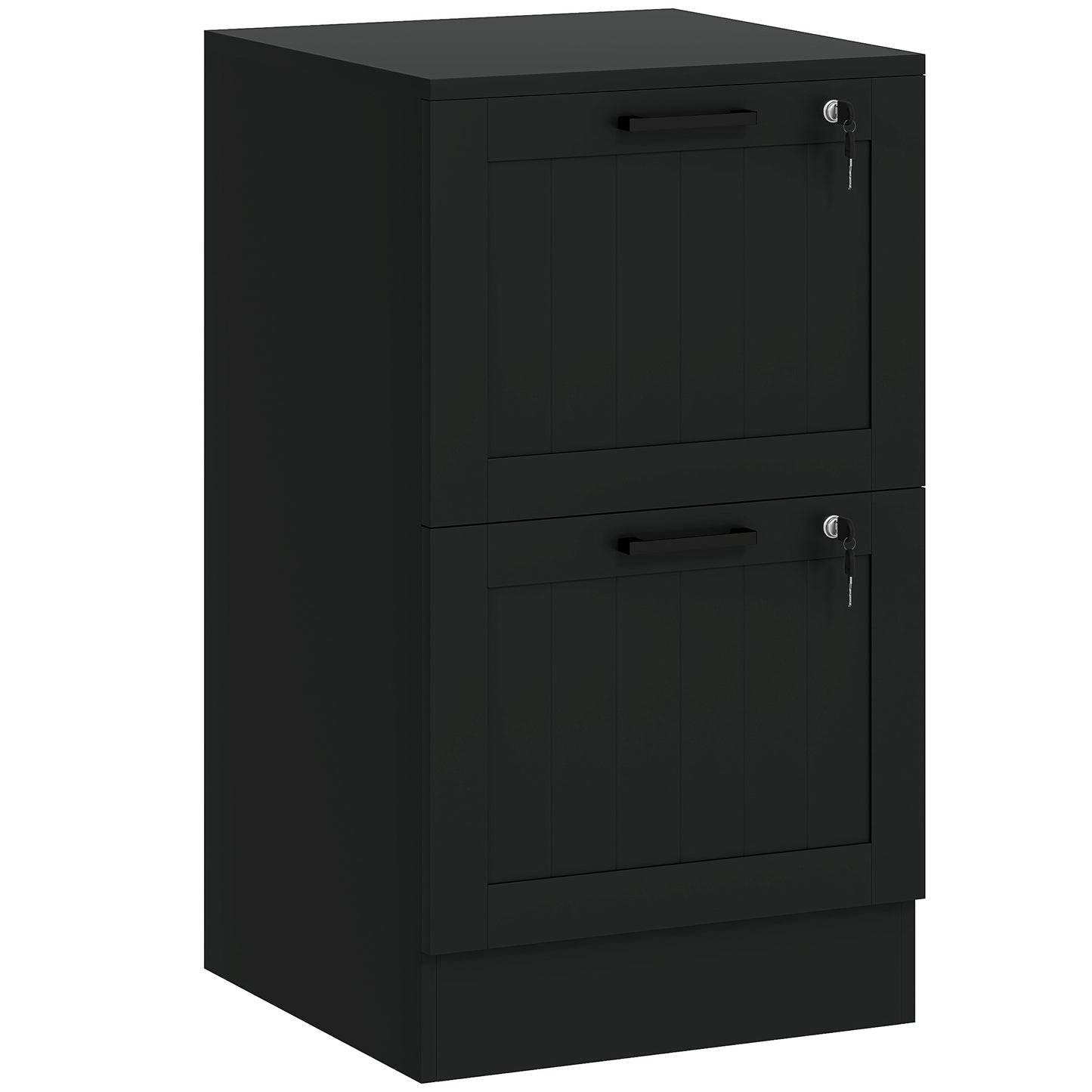 HOMCOM 2 Drawer Filing Cabinet with Lock, Office Storage Cabinet with Adjustable Hanging Bars for A4 Letter Size Files, Black Default Title