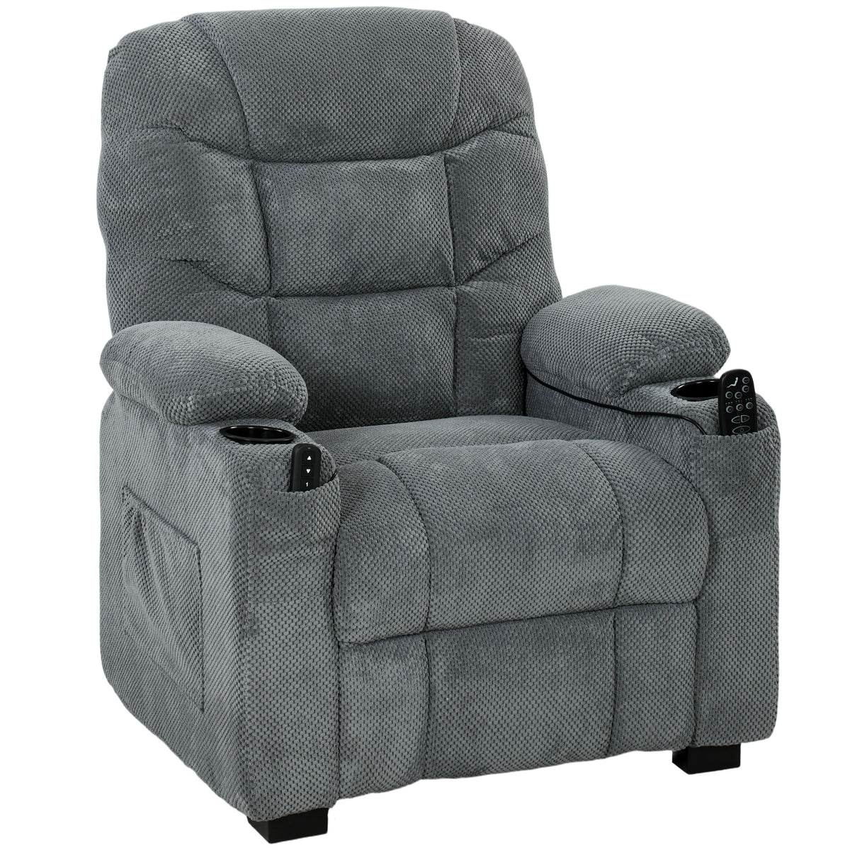HOMCOM Recliner Armchair with Vibration Massage, Heat, Whisper-Quiet Motor, Memory Function, Power Reclining Chair, Dark Grey Default Title