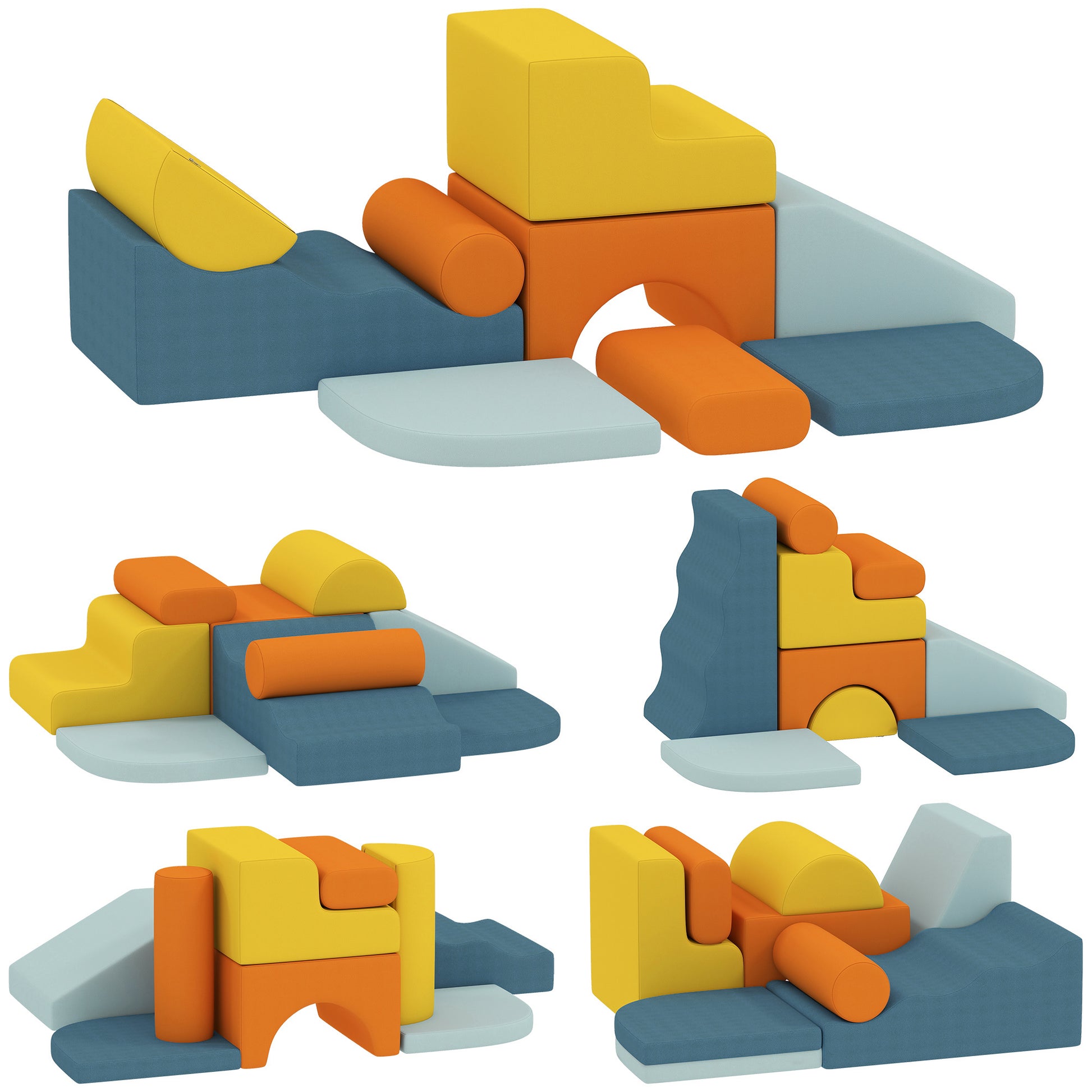 AIYAPLAY 9-Piece Soft Play Set, Kids Soft Play Foam Blocks with Detachable Cover for Climbing and Crawling Default Title