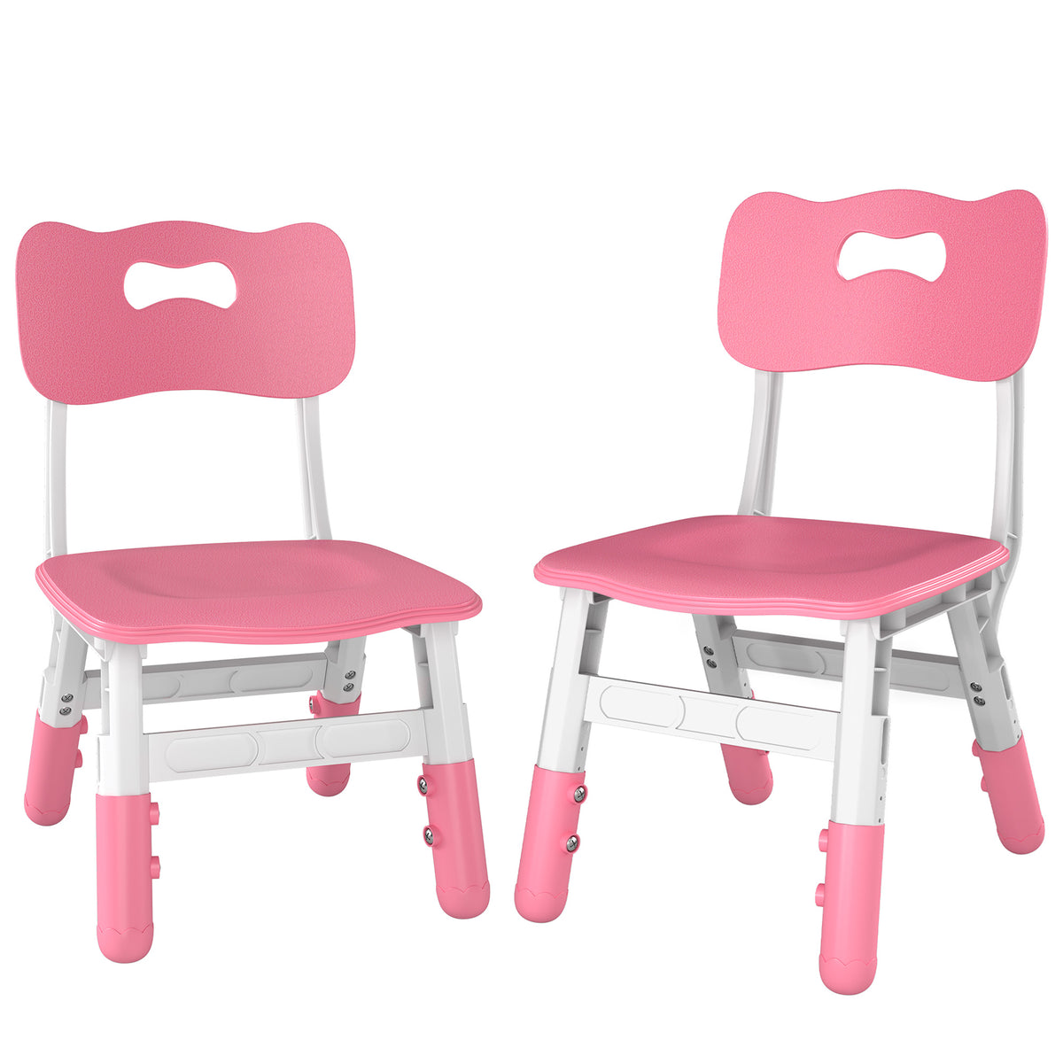AIYAPLAY 2 PCS Kids Desk Chairs, 3 Level Height Adjustable Children's Chairs with Backrest for 1.5-8 Years, Max Load 50KG, Pink Default Title
