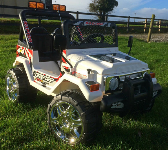 DRIFTER RAPTOR POWERFUL 12V ELECTRIC RIDE ON JEEP WHITE