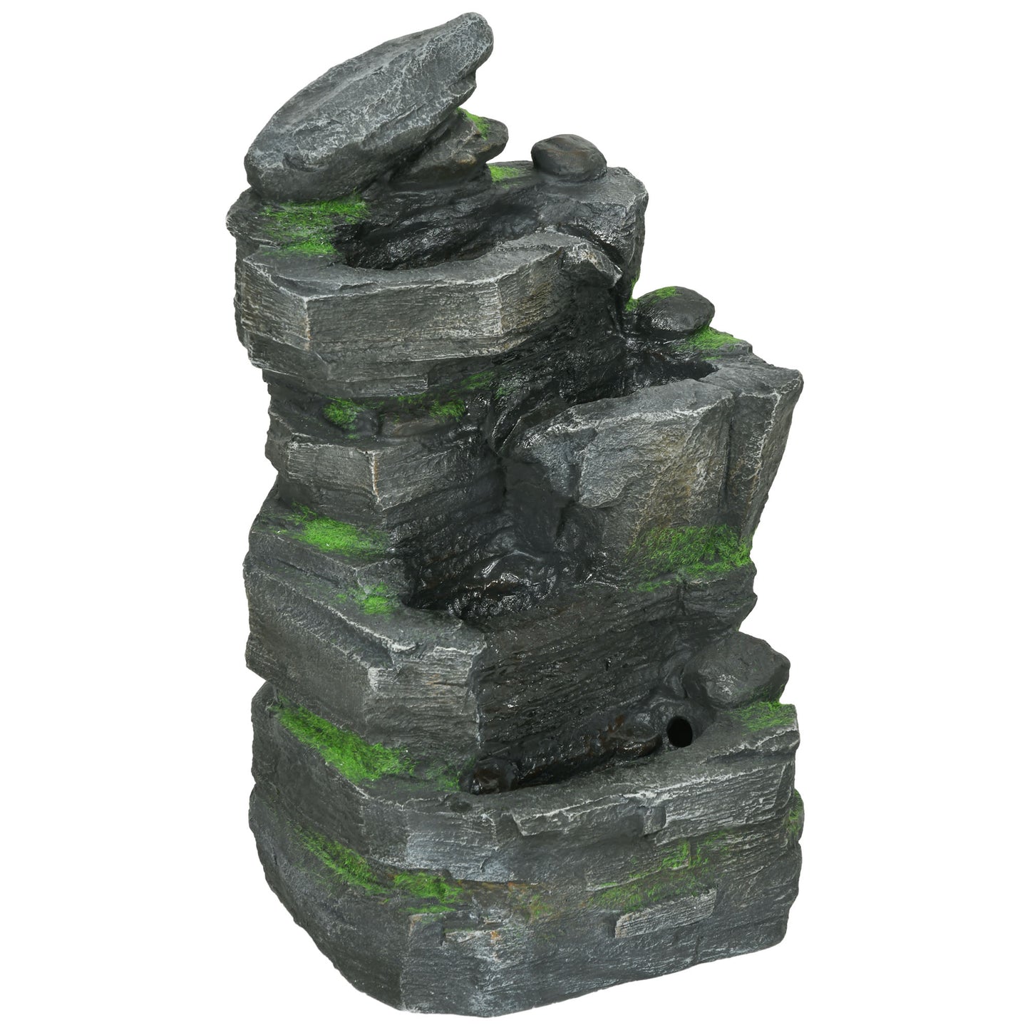 Outsunny Garden Water Feature with LED Lights - Dark Grey Default Title