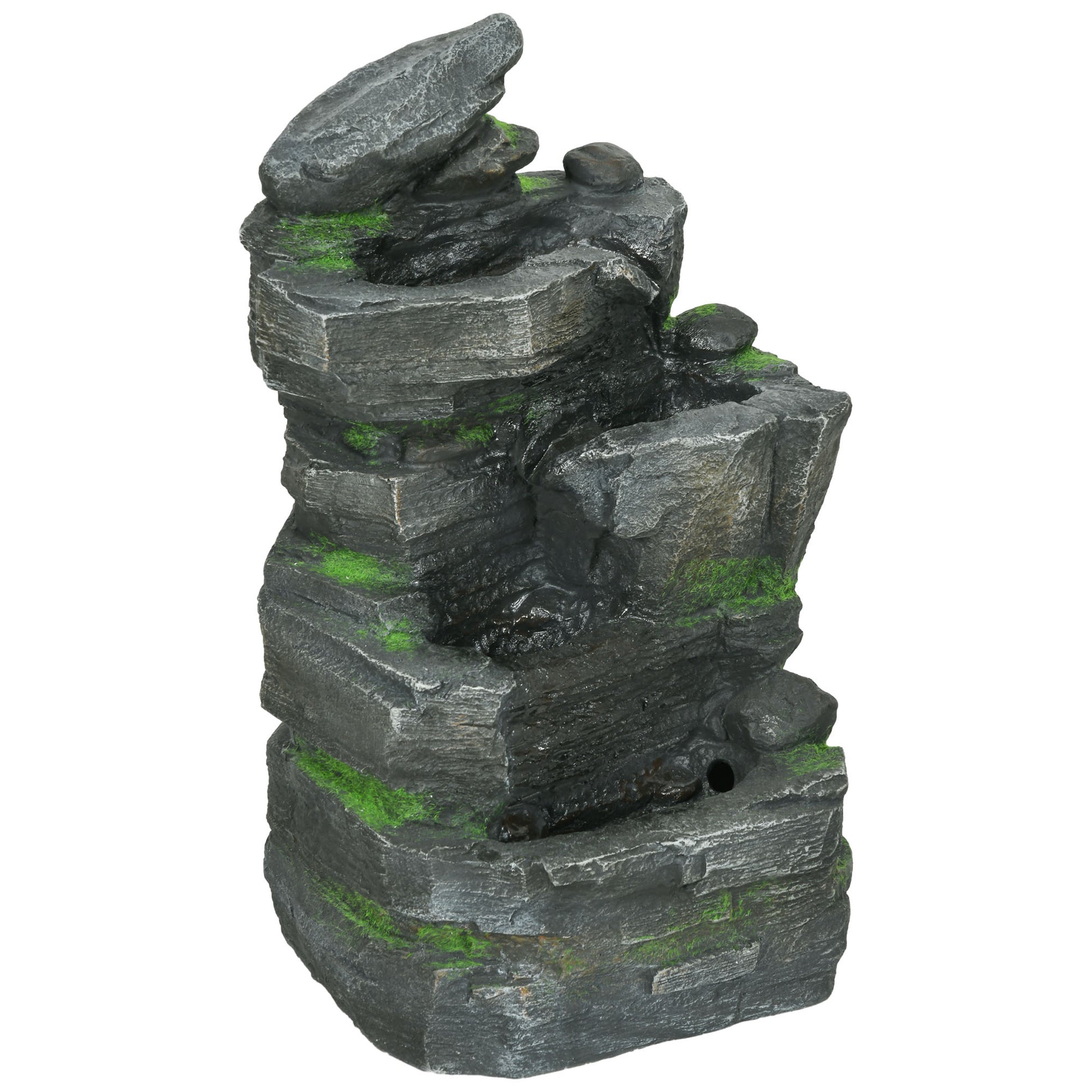 Outsunny Garden Water Feature with LED Lights - Dark Grey Default Title