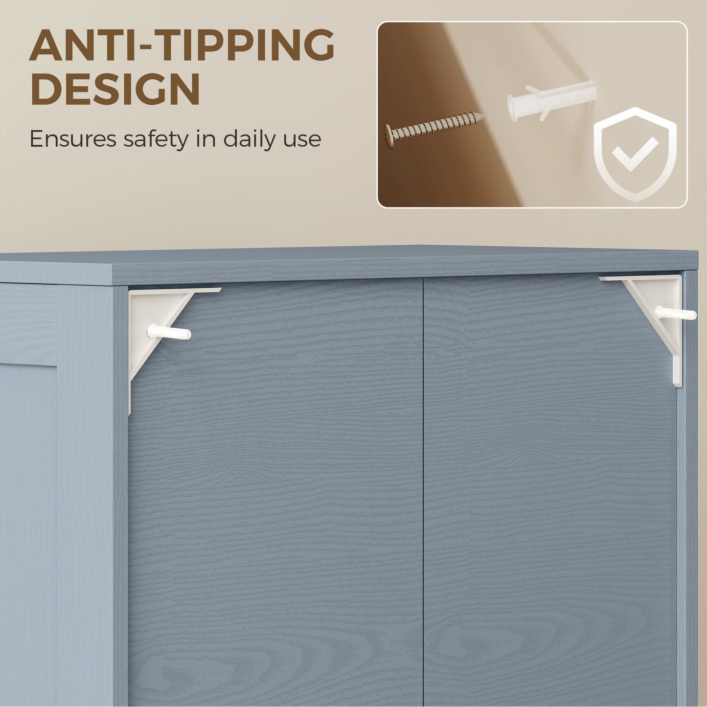 HOMCOM 4-Door Kitchen Storage Cabinet with Adjustable Shelves - Grey