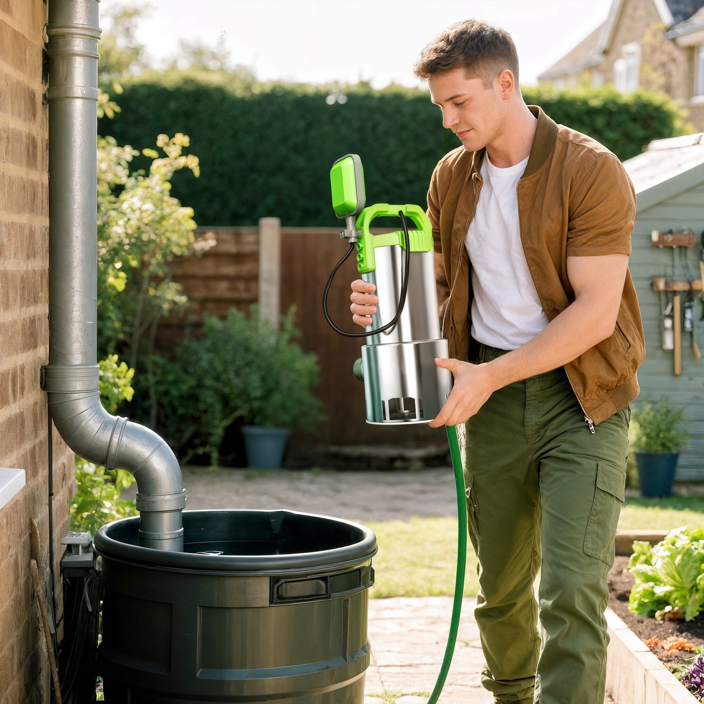 Outsunny 1100W Submersible Water Pump for Dirty/Clean Water, 18500L/H Electric Sump Pump with Float Switch, Drain Water from Garden Pond, Hot Tub, Ditches, Portable and Lightweight, Green