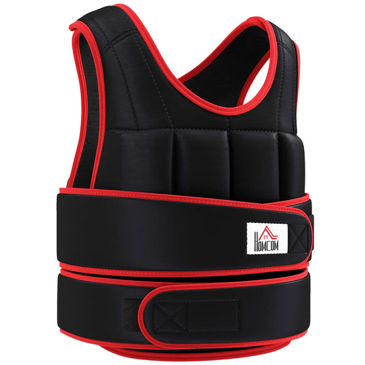 HOMCOM 20kg Weighted Vest, Adjustable Running Weight Vest with 38 Weight Bags for Men or Women Cardio Exercise, Black and Red - LiamsBargains.co.uk