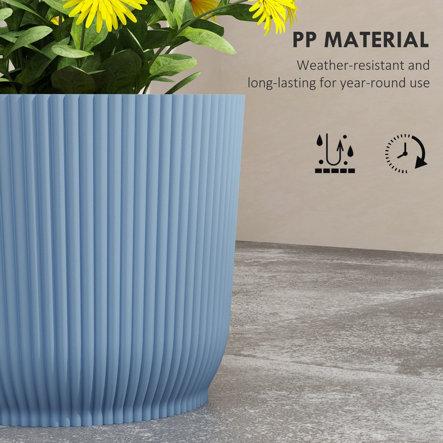 Outsunny Set of Three Ð¤22cm Planters - Blue