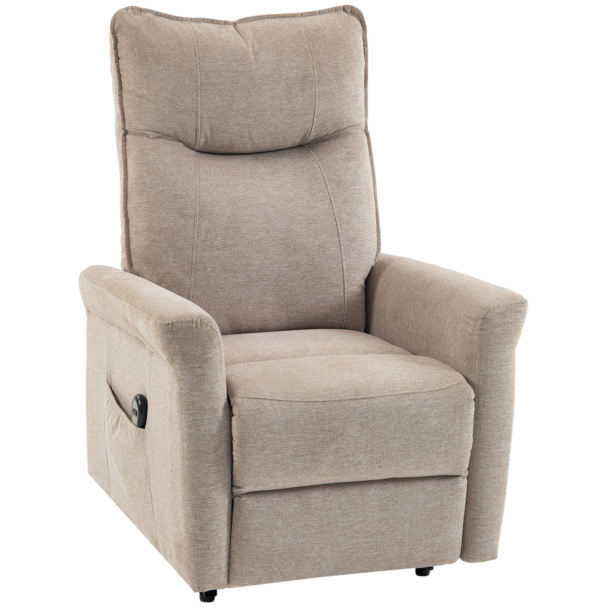 HOMCOM Power Lift Chair, Chenille Rise and Recliner Armchair with Pocket Spring, Footrest, Remote for Living Room, Light Brown Default Title