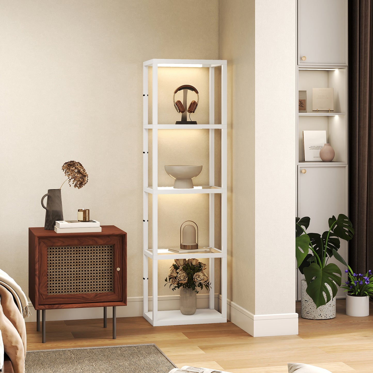 HOMCOM Four-Shelf Floor Lamp - White