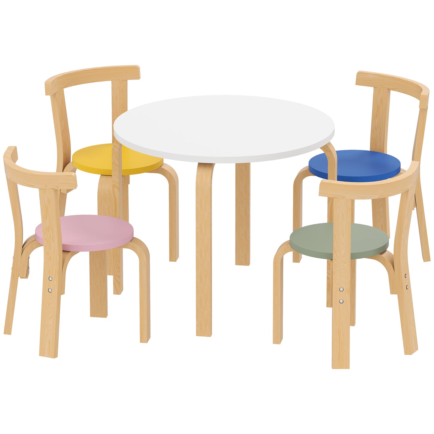 AIYAPLAY 5 Piece Kids Table and Chairs Set, Wooden Toddler Table and Chairs Set for Nursery, Playroom, Classroom, for 3-8 Years Default Title