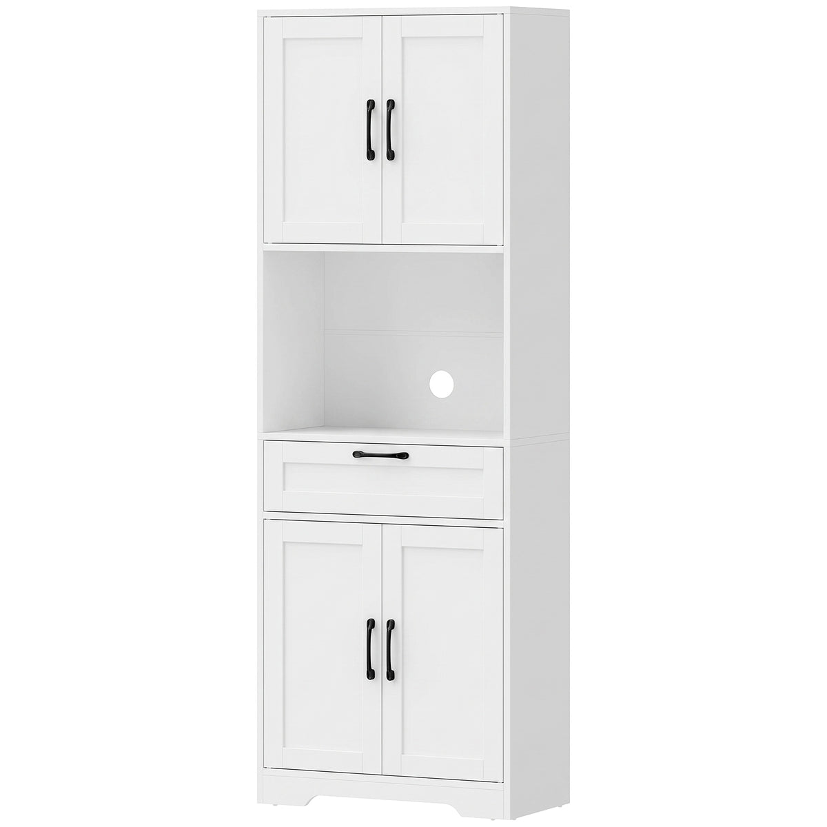 HOMCOM 170 cm Tall Kitchen Pantry with Adjustable Shelves, Freestanding Storage Cabinet with Open Shelf, White Wood Effect Default Title