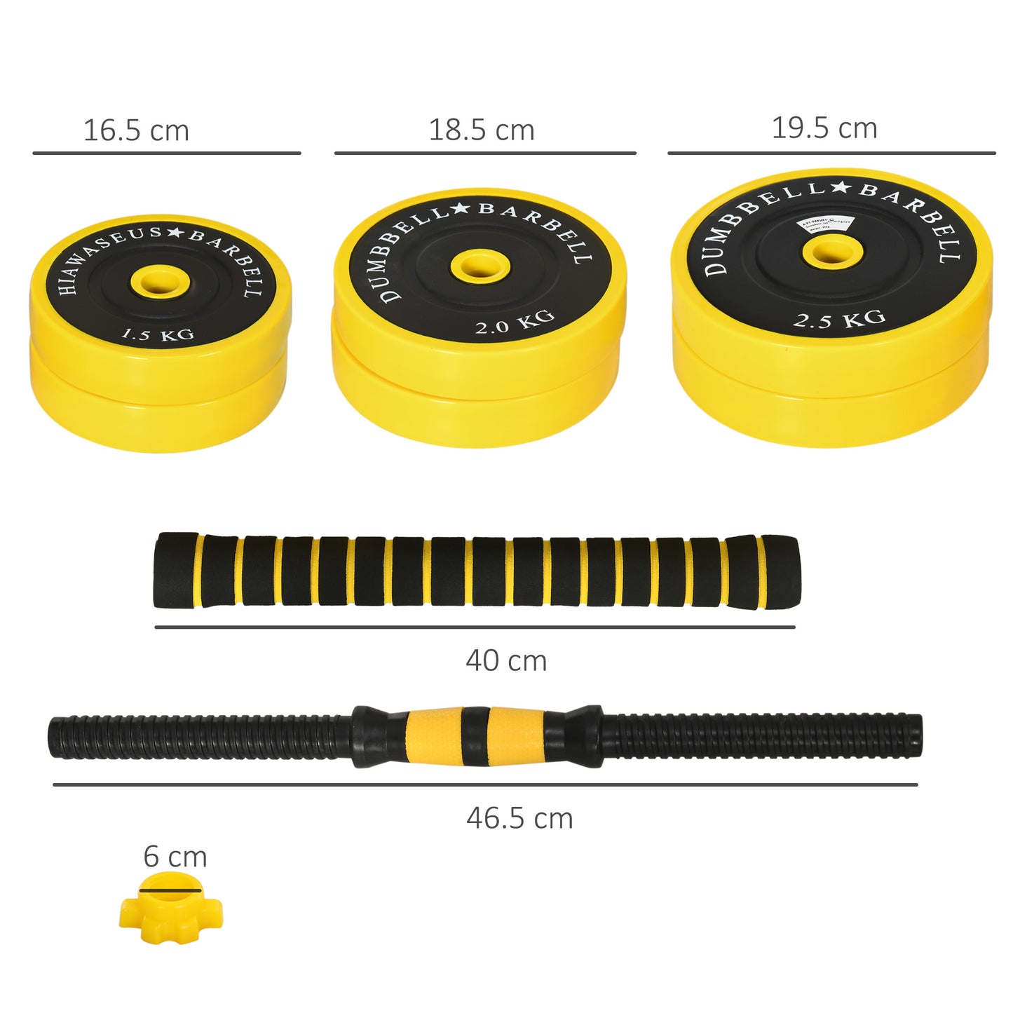 HOMCOM 25KG Dumbbell & Barbell  Adjustable Set Plate Bar Clamp Rod Home Gym Sports Area Exercise Ergonomic