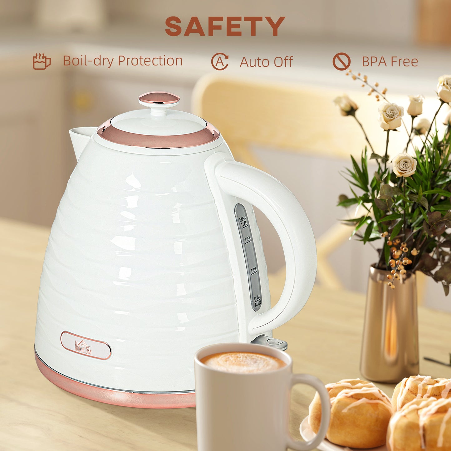 HOMCOM 3kW Rapid Boil Honeycomb Kettle - Cream