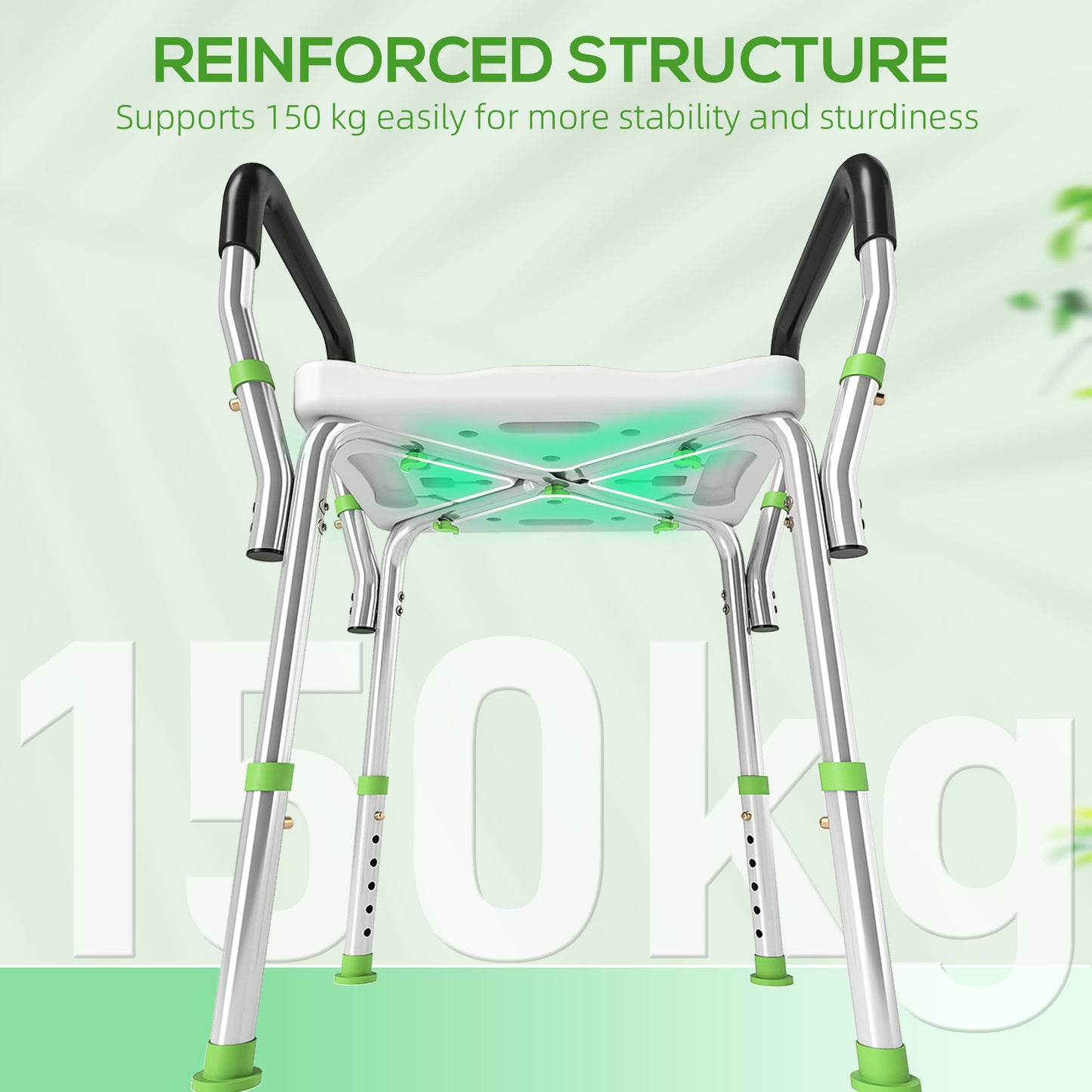 HOMCOM 57-69cm Aluminium Frame Bath Seat