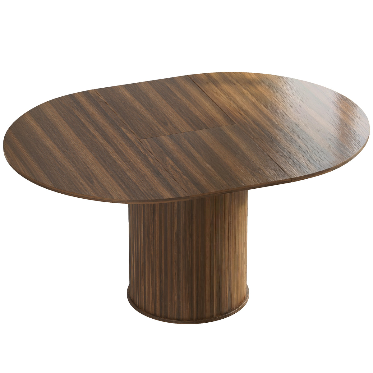 HOMCOM Extendable Round Dining Table Kitchen Table Hidden Leaf Storage Pedestal Base Seats 6-8 110-150 cm Dark Walnut Default Title