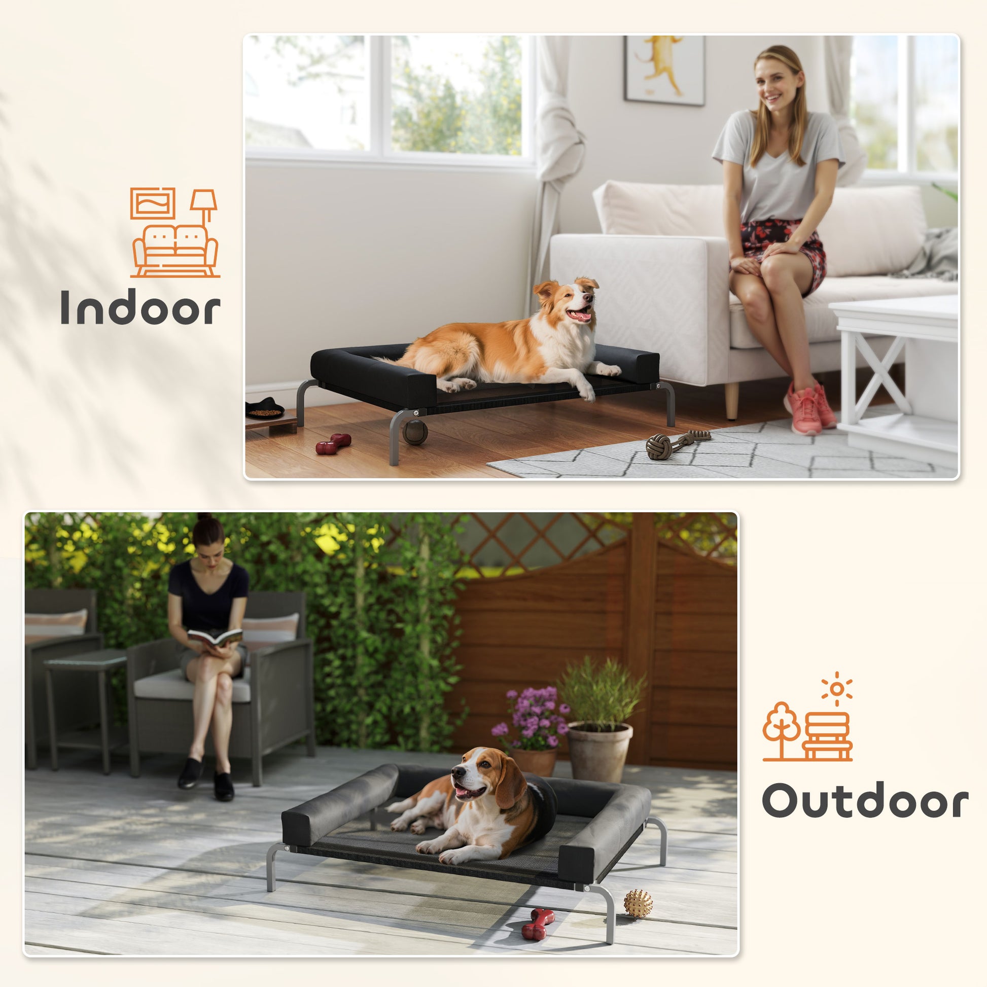  while the removable U-shaped pillow is washable for hassle-free maintenance.</li><li>Steel support: The outdoor dog bed features strong steel pipes