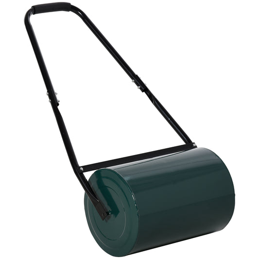 Outsunny 30 L Heavy Duty Water Or Sand Filled Î¦30cm Garden Steel Lawn Roller Drum - Dark Green