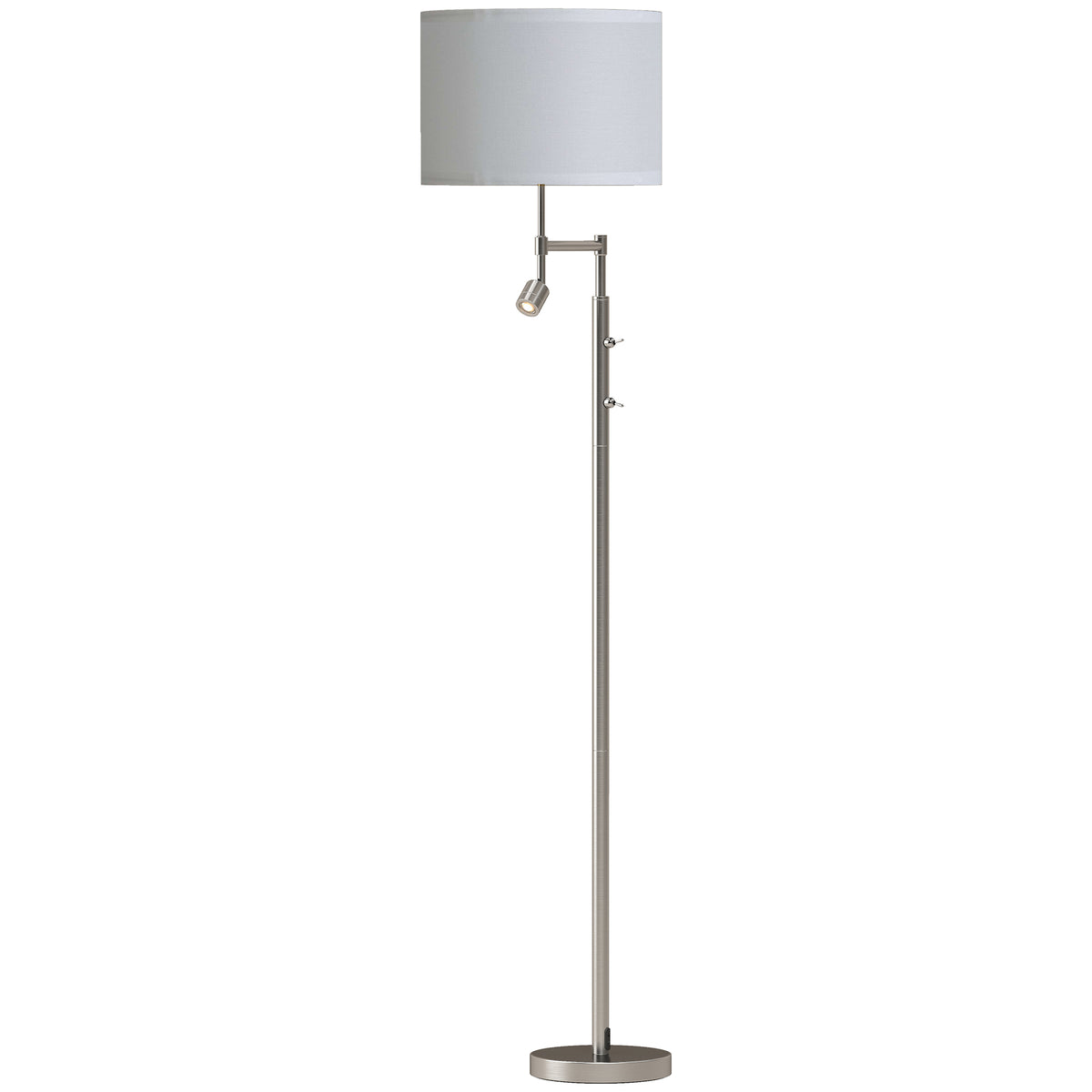 HOMCOM Modern Floor Lamp with Built-In Reading Light, Standing Lamp with Independent Switch, Satin Nickel Default Title
