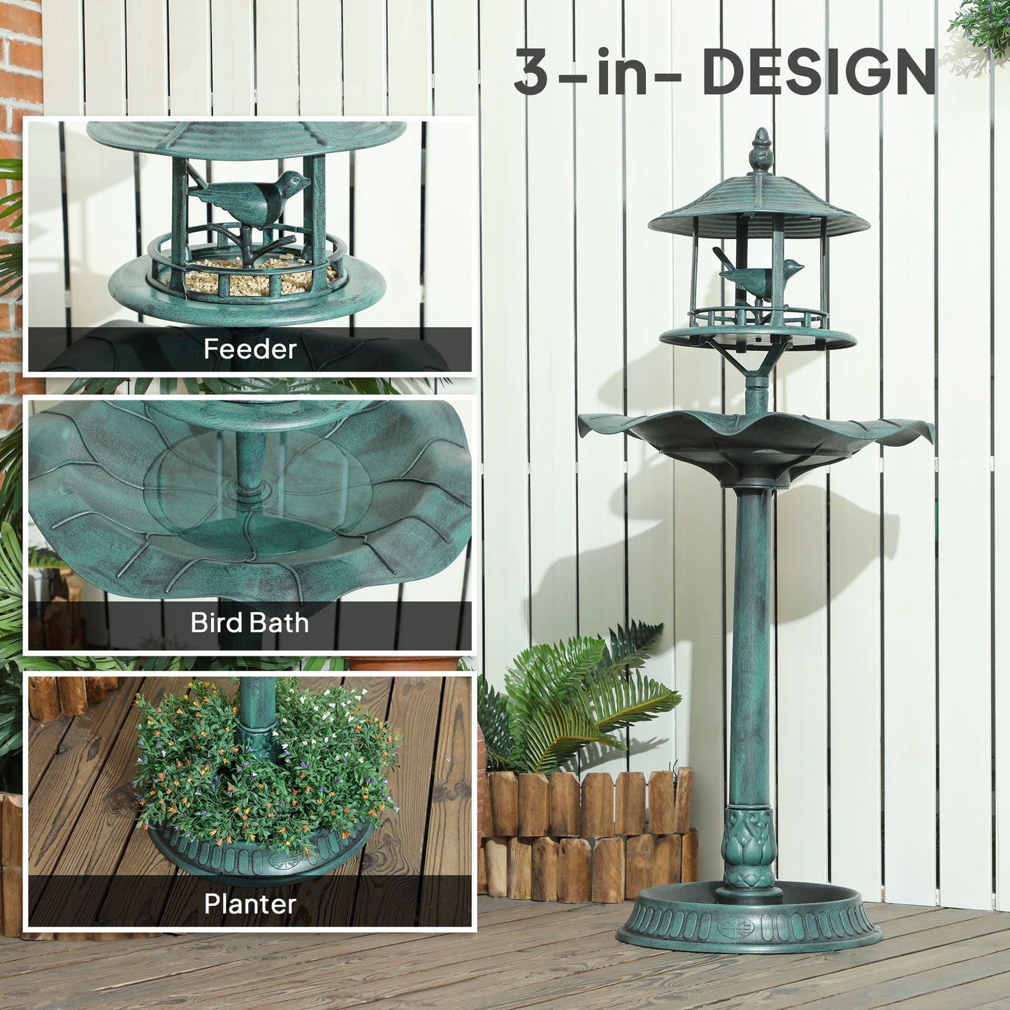  which adds an eye-catching element to your garden or backyard</li><li>3-In-1 Function: This bird bath bowl can be used as a place for birds to drink water or take a bath. Furthermore