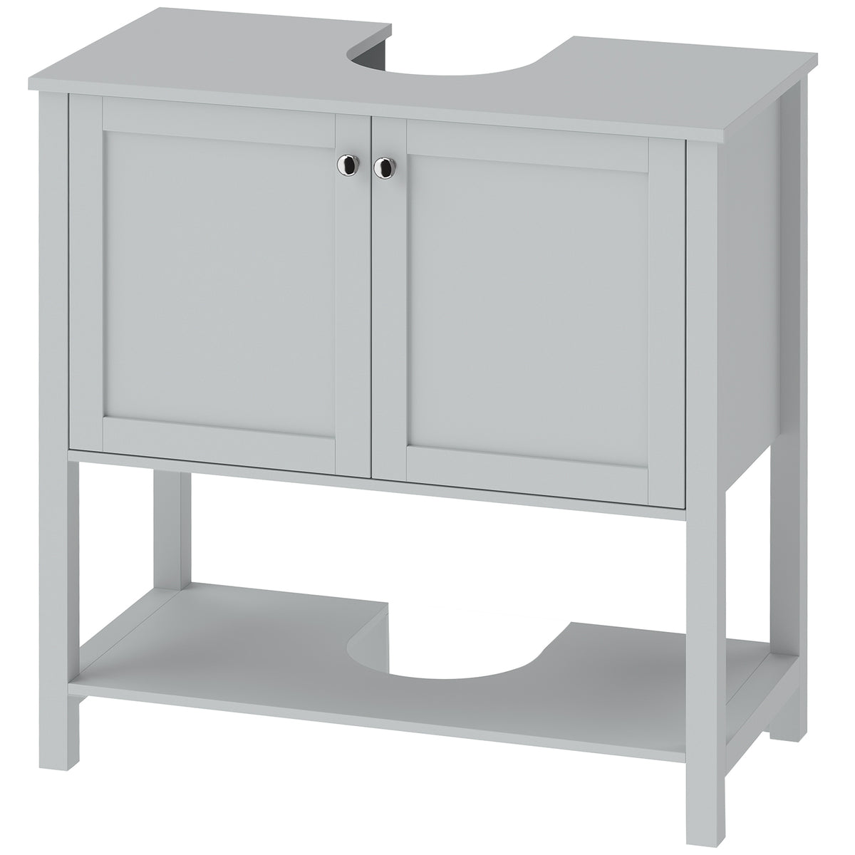 HOMCOM Under Sink Bathroom Cabinet with 2 Doors, Open Shelf and U-Shape Cut-Out for Basin with or without Pedestal, Light Blue Default Title