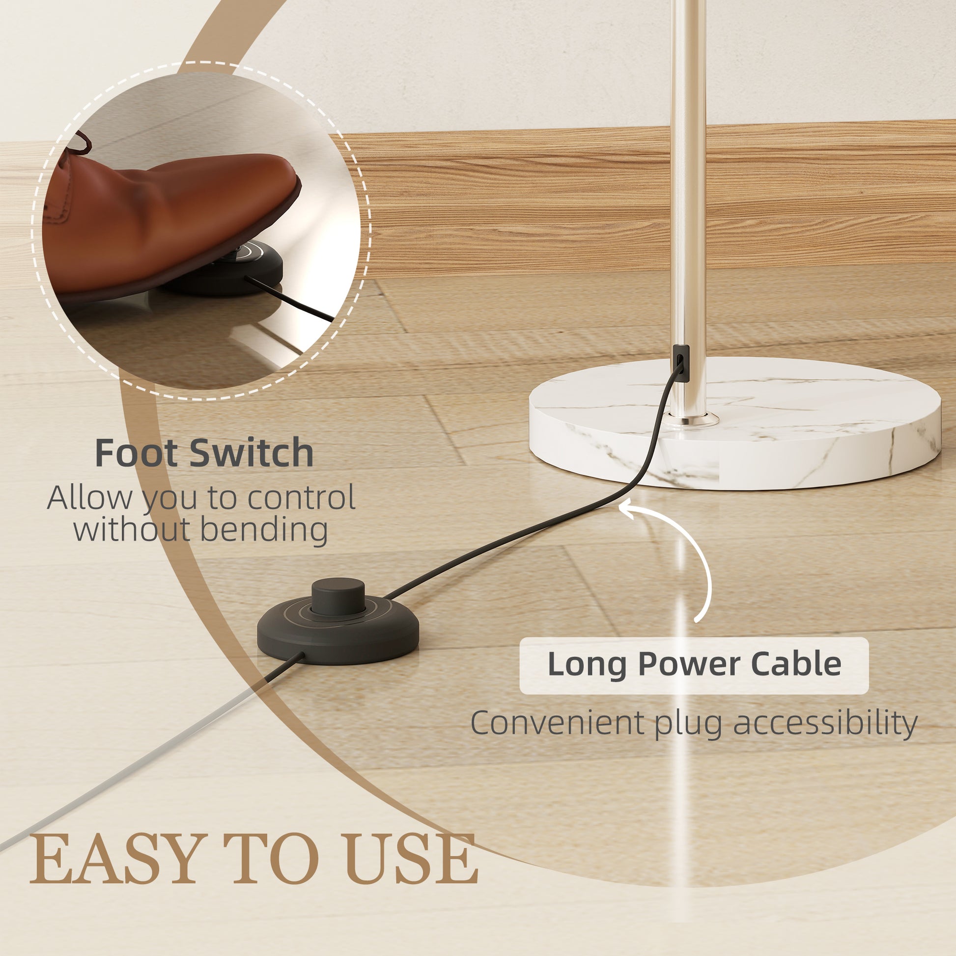 HOMCOM Floor Lamp for Living Room, Modern Standing Lamp with Shade & Foot Switch for Bedroom, Office, Orange