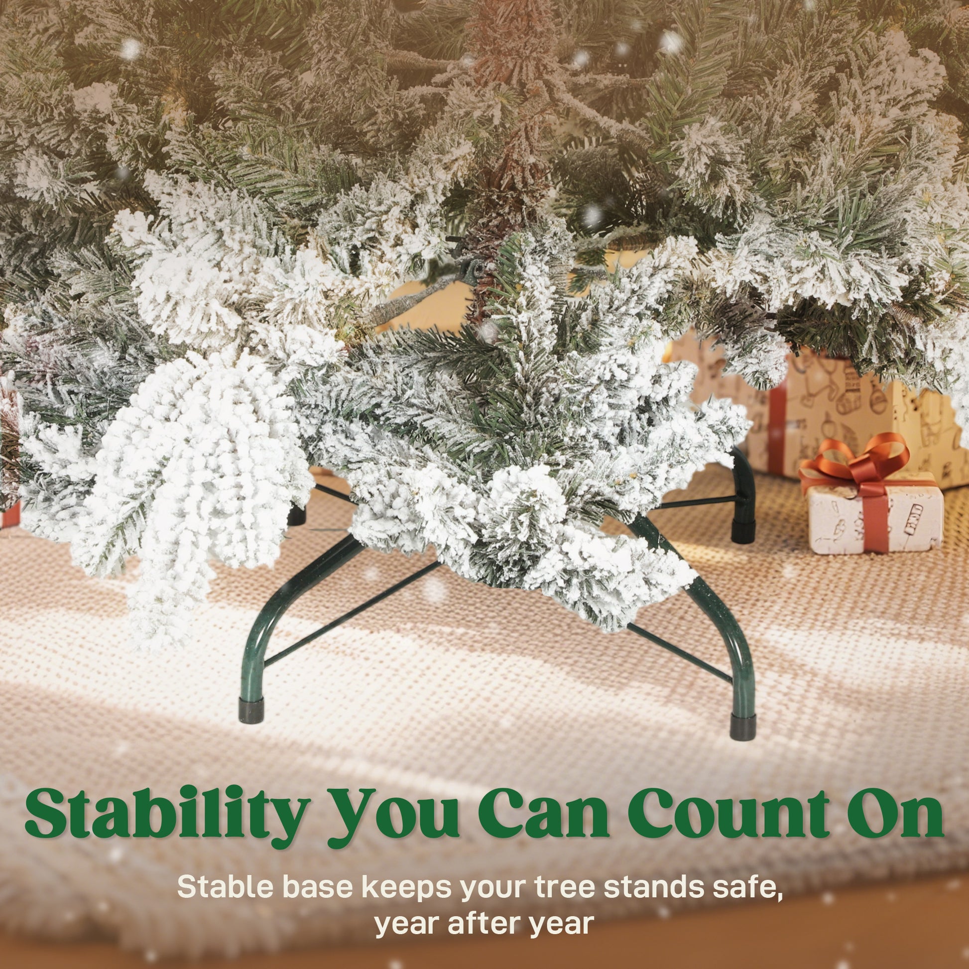 HOMCOM 5ft Super Flocked Christmas Tree - Green/White